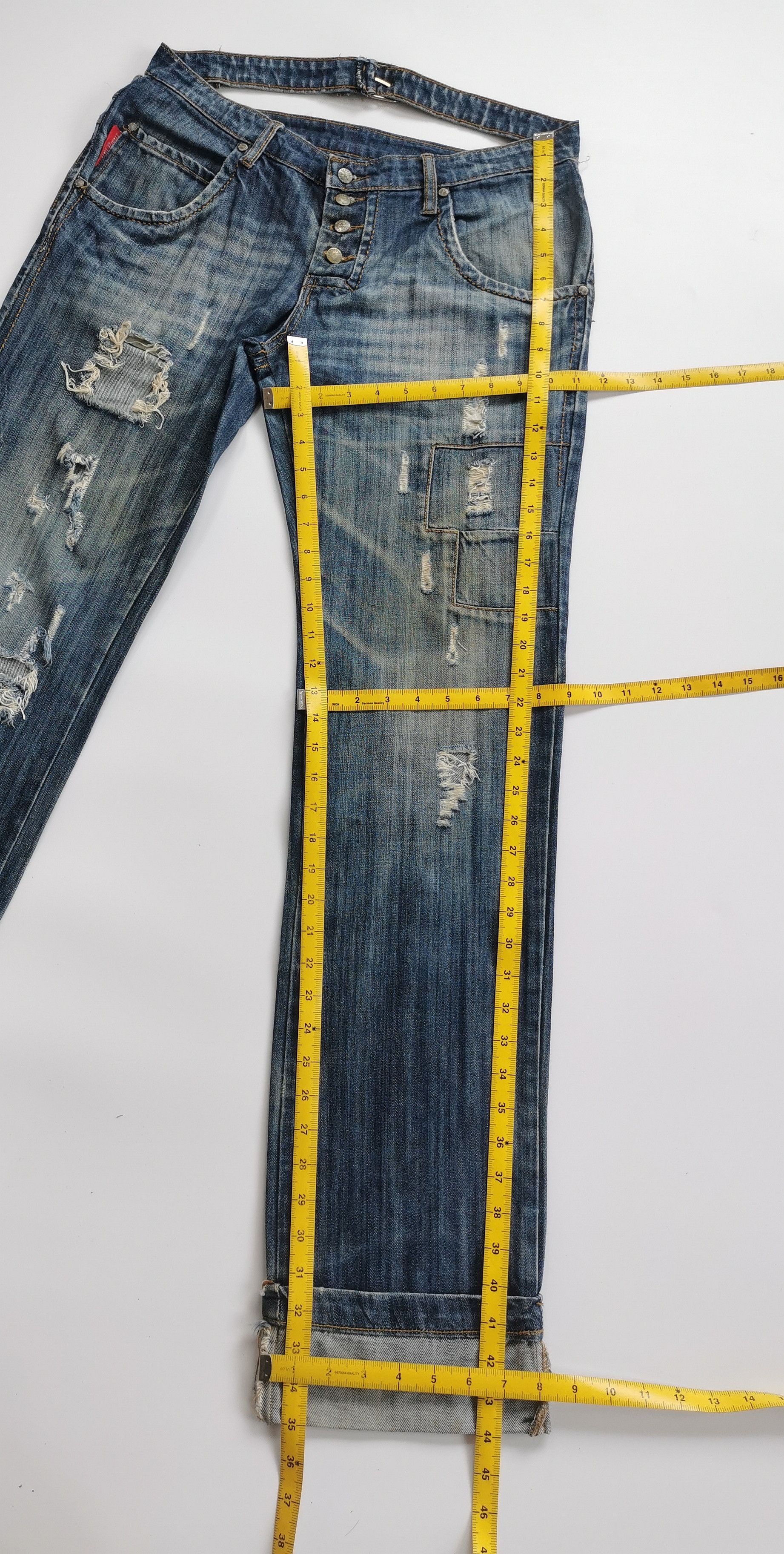 Frankie Morello Frankie Morello Y2K Gimmick Skull Damage Processing Jeans Size US 32 / EU 48 - 9 Thumbnail