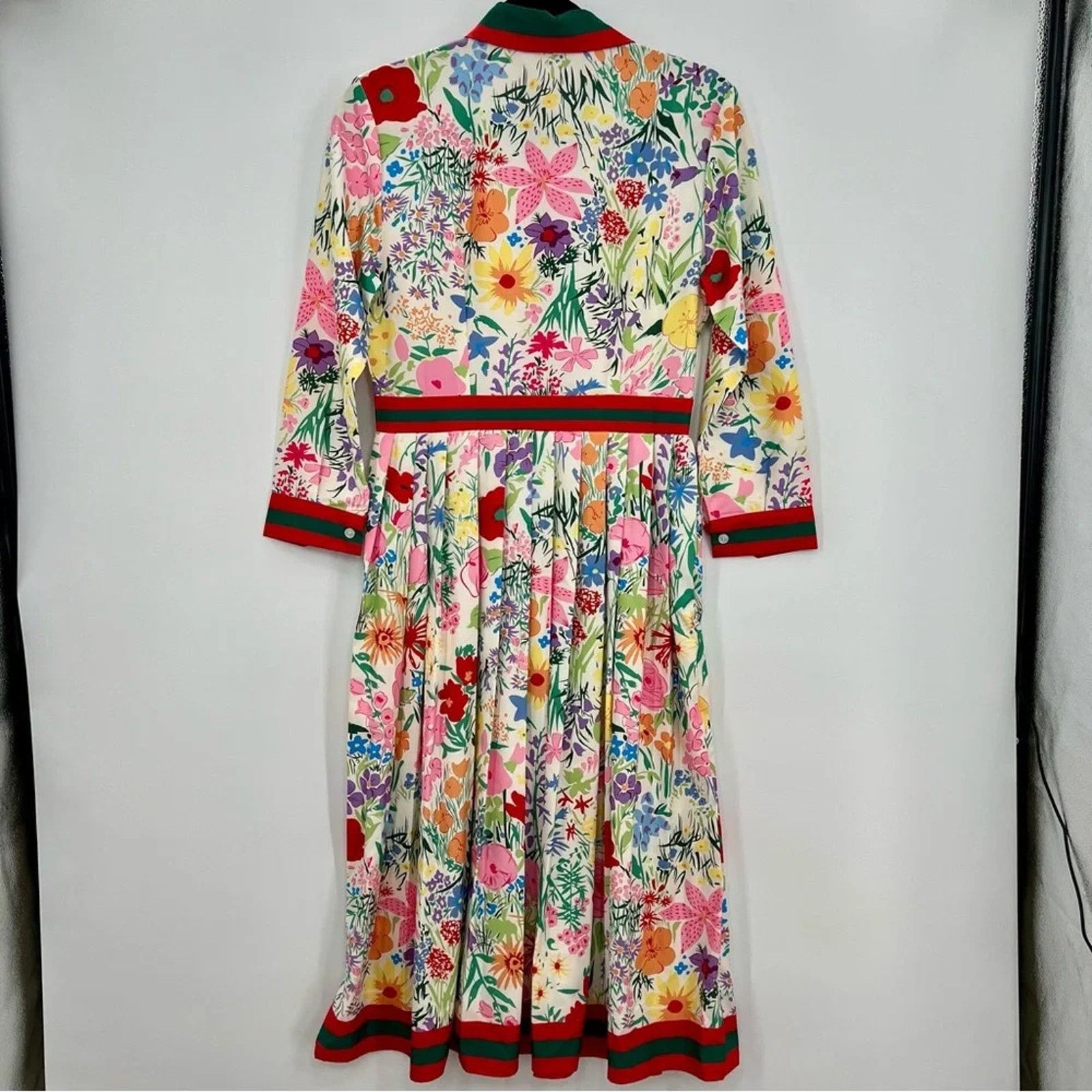 Designer NWT Dalia Macphee Floral Pleated Fit Flare Midi 50s Dress M Size M / US 6-8 / IT 42-44 - 6 Thumbnail