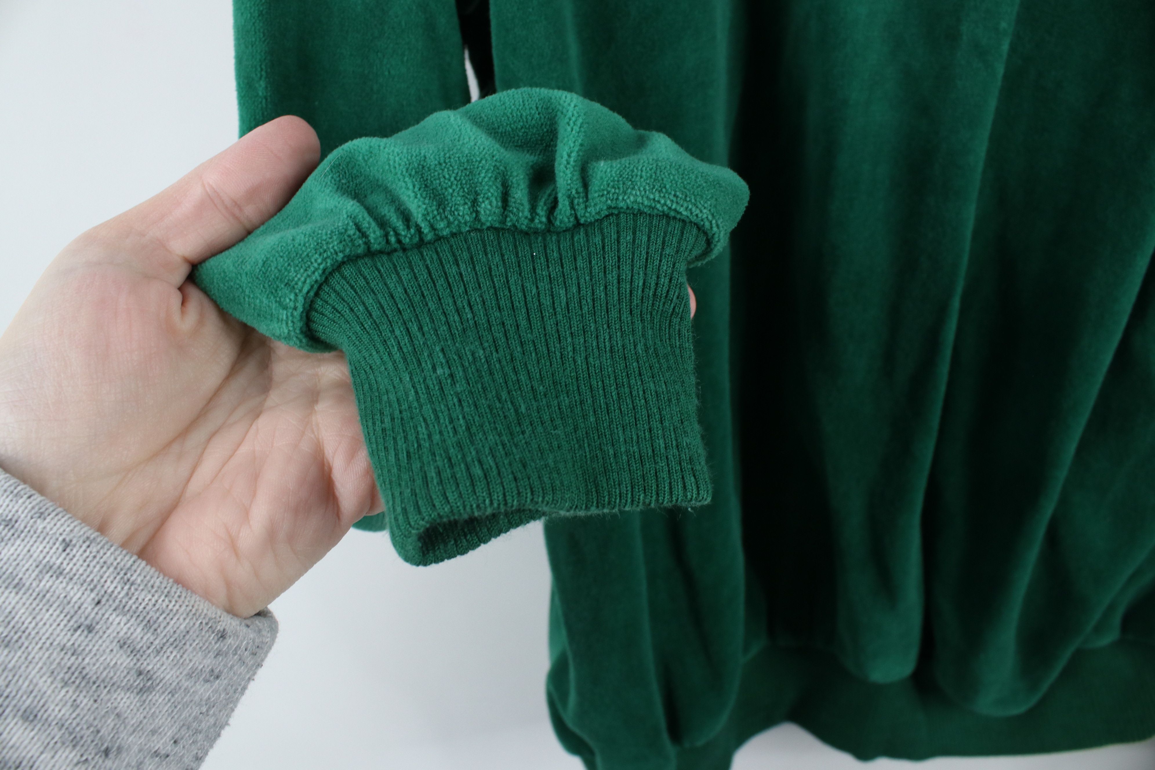 Vintage Vintage 70s Streetwear Block Velour V-Neck Sweater Green Size US XL / EU 56 / 4 - 7 Thumbnail