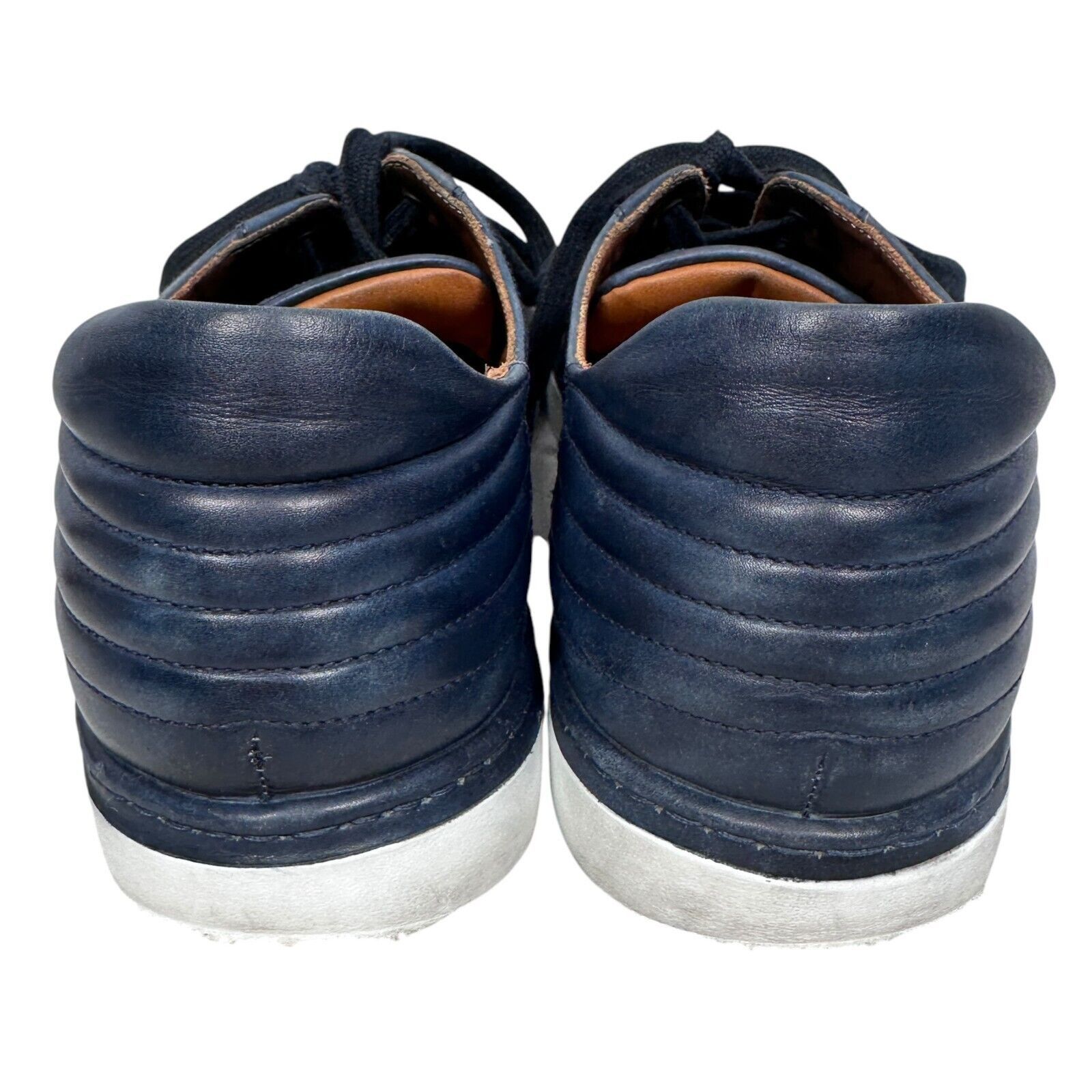 Bontoni Bontoni Burnished Leather Sneakers Men’s 11.5 Dark Blue Size US 11.5 / EU 44-45 - 4 Thumbnail