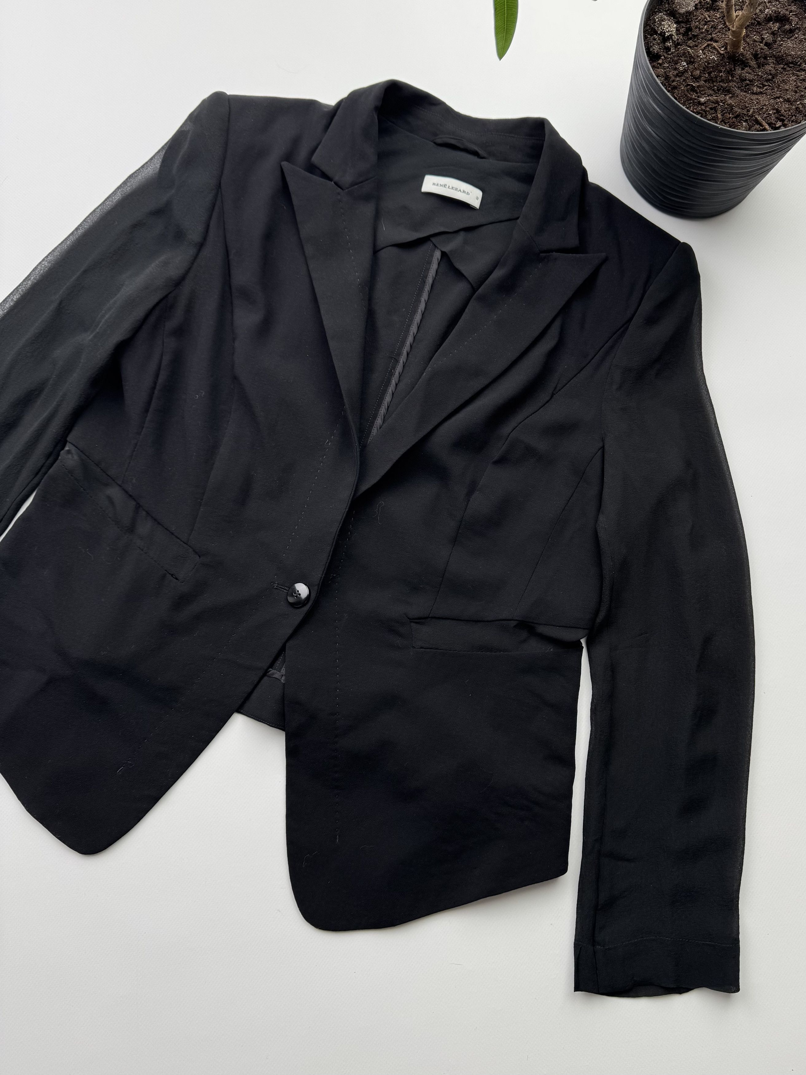 Japanese Brand Rene Lezard Blazer With Mesh Sleeve (421) Size M / US 6-8 / IT 42-44 - 3 Thumbnail