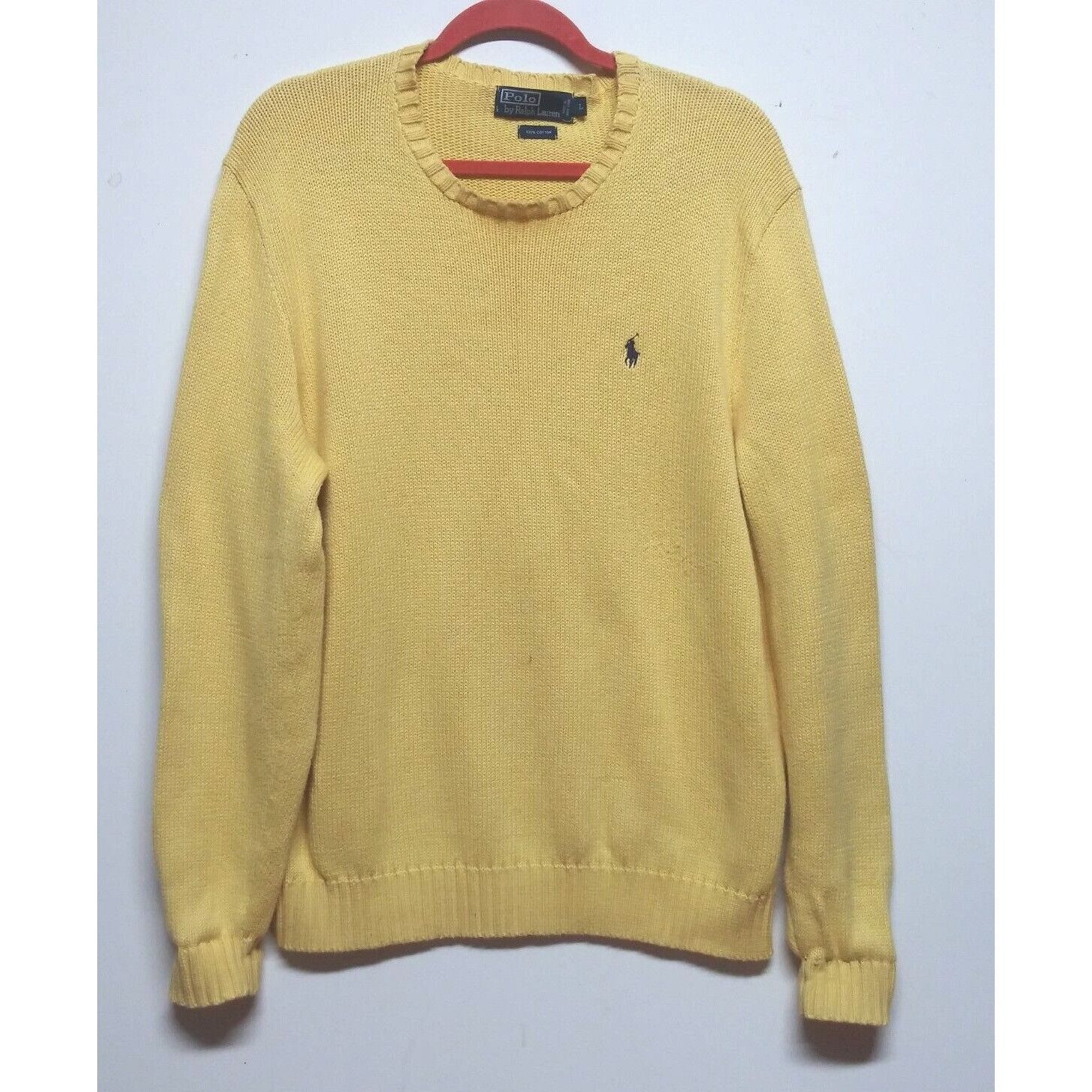 Polo Ralph Lauren 90s VTG Polo Ralph Lauren Mens sweater Sz L Yellow Y2K Crew Size US L / EU 52-54 / 3 - 1 Thumbnail