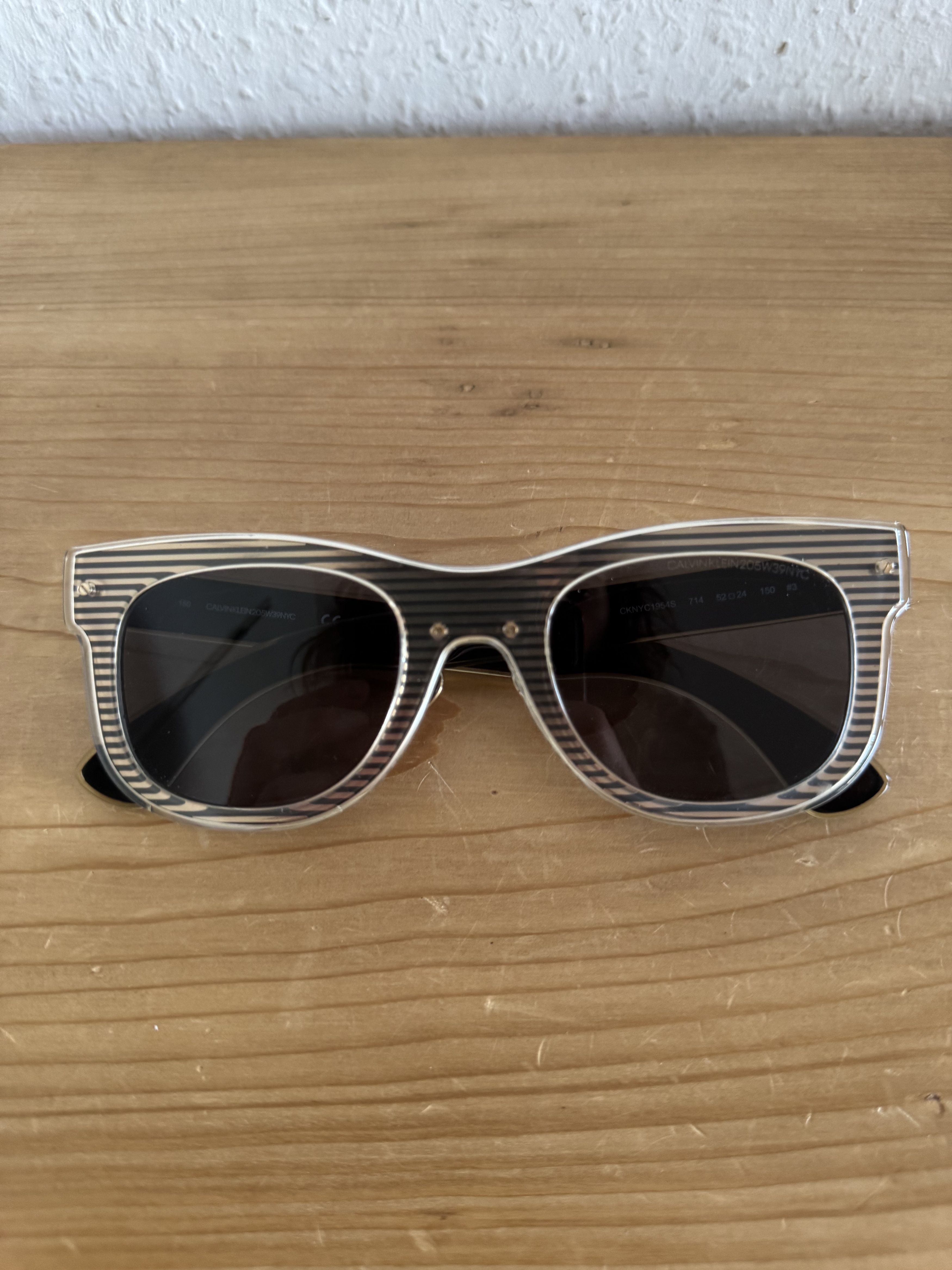 Calvin Klein 205W39NYC CKNYC1954S Striped Oversized Shield Sunglasses Size ONE SIZE - 2 Thumbnail