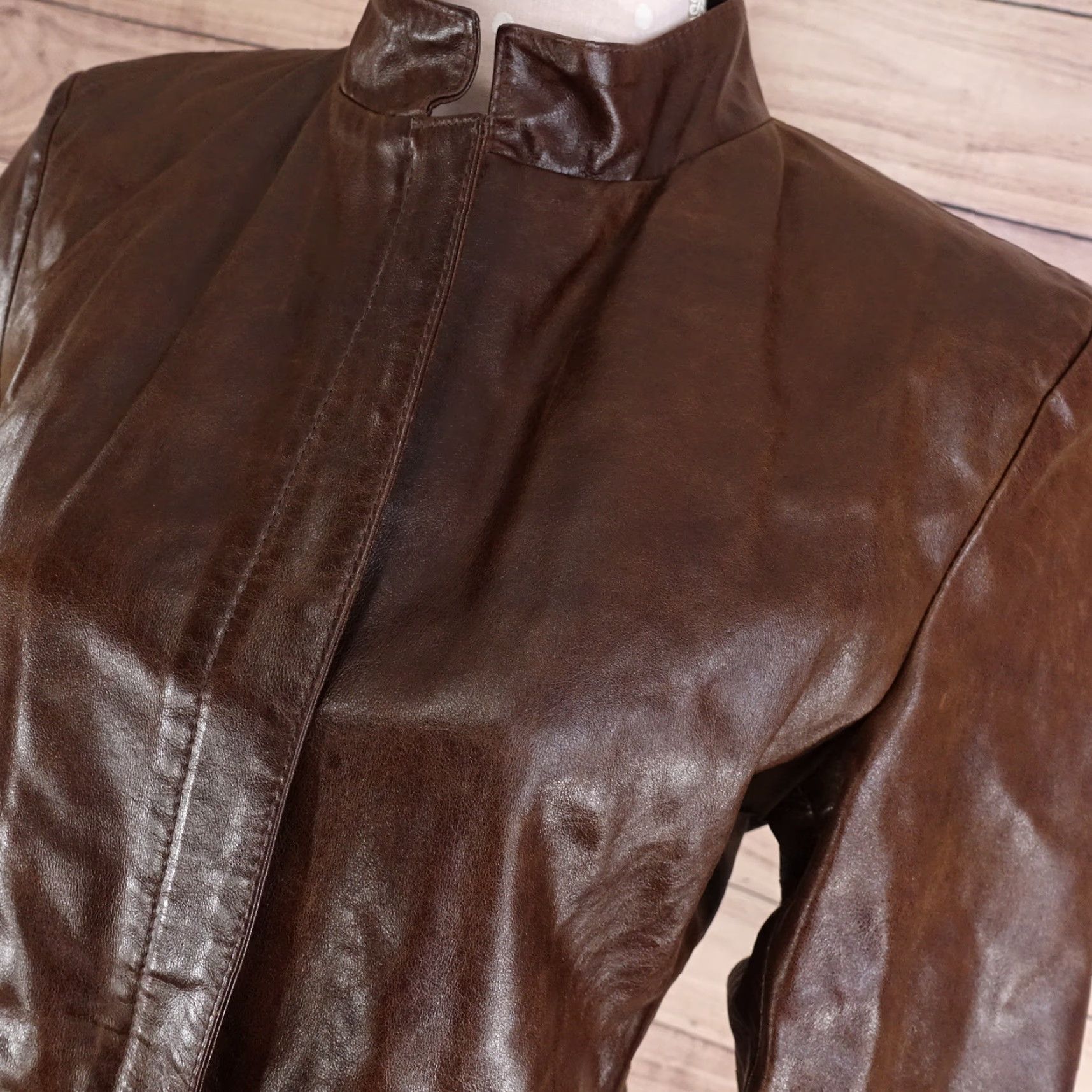 Vintage Vintage ADAM Made in Italy Leather Vera Pelle Brown Zip Women's Jacket, Size Large, Casual Style Size L / US 10 / IT 46 - 2 Thumbnail