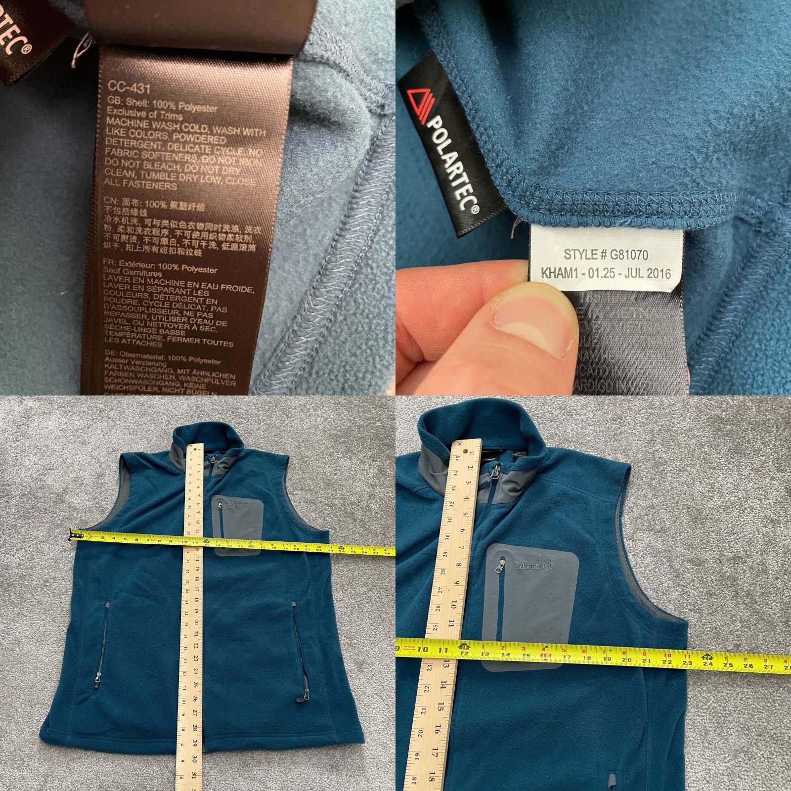 Marmot Marmot Vest Mens XL Blue Full Zip Pockets Outdoor Hiking Polartec Approach Fleece Jacket Size US XL / EU 56 / 4 - 9 Thumbnail