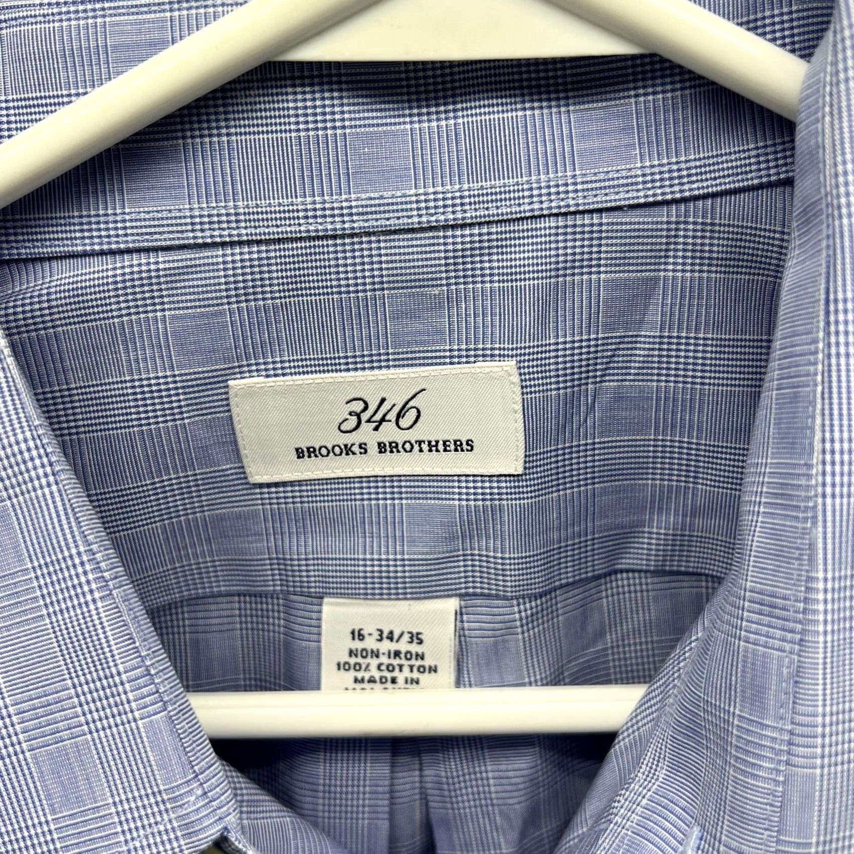 Brooks Brothers Brooks Brothers Dress Shirt Mens 16 34/35 Blue Check Regular Non-Iron 100% Cotton Long Sleeve Casual Business Mens Size 42R - 2 Thumbnail