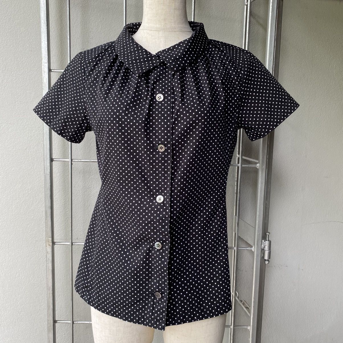 Japanese Brand A/T Black Dot Blouse with Peter Pan Collar Size S / US 4 / IT 40 - 14 Thumbnail