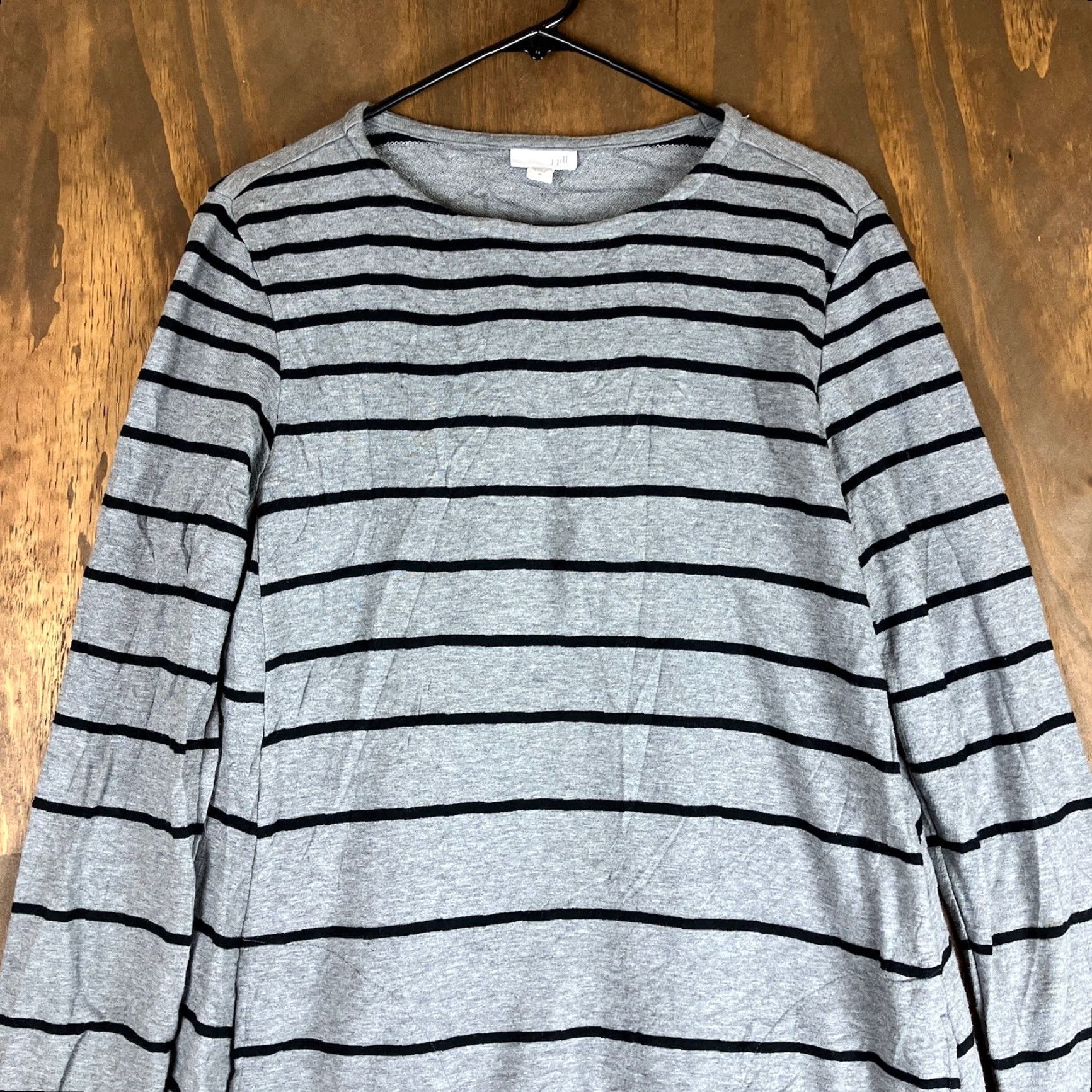 Vintage J Jill Women Dress Gray Black Striped Long Sleeve Tunic Pocket Modal Blend M Knit Sweater Dress Casual Workwear Size M / US 6-8 / IT 42-44 - 2 Thumbnail