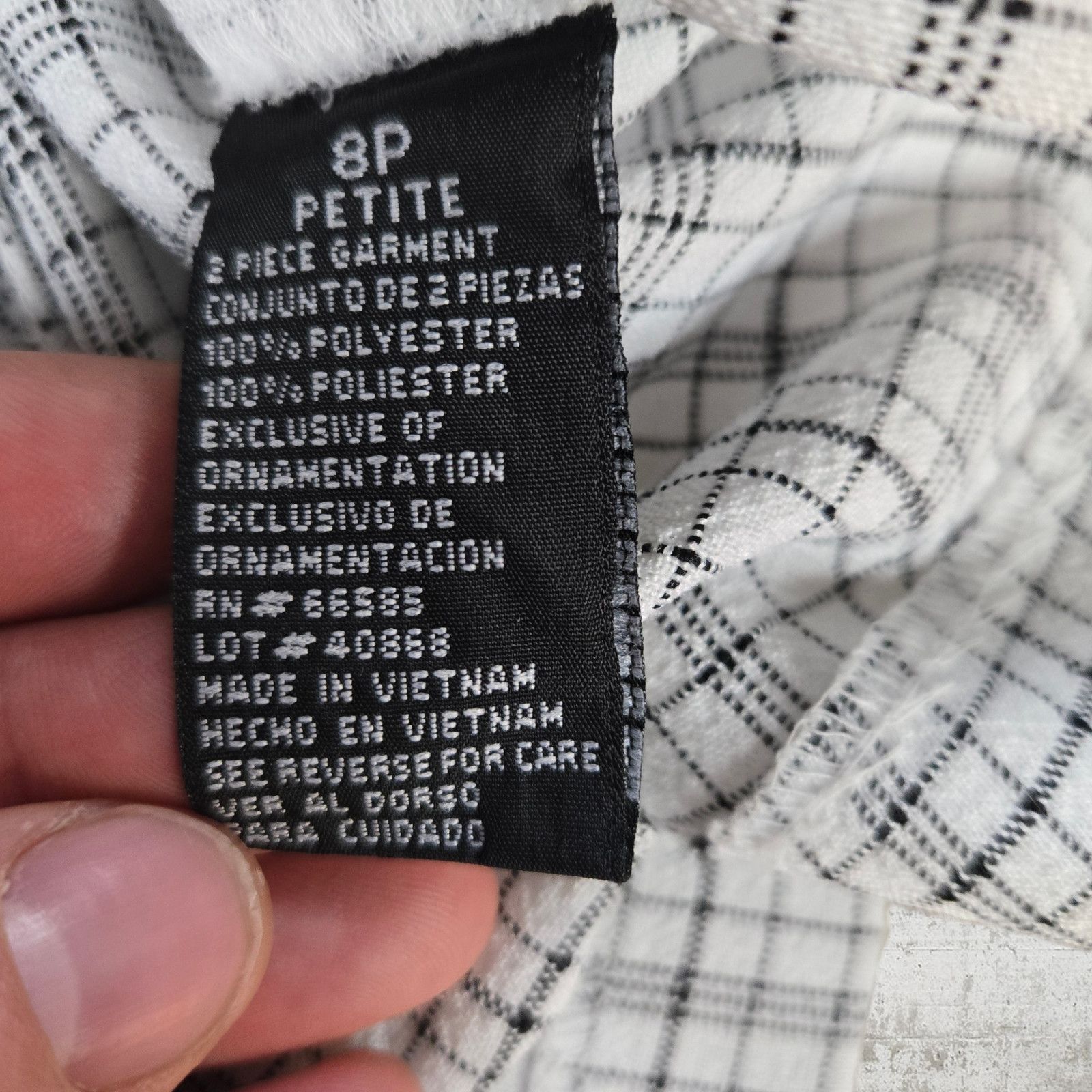 Vintage 90s White Black Graph Check Short Sleeve Blazer Size 8P Size M / US 6-8 / IT 42-44 - 7 Thumbnail