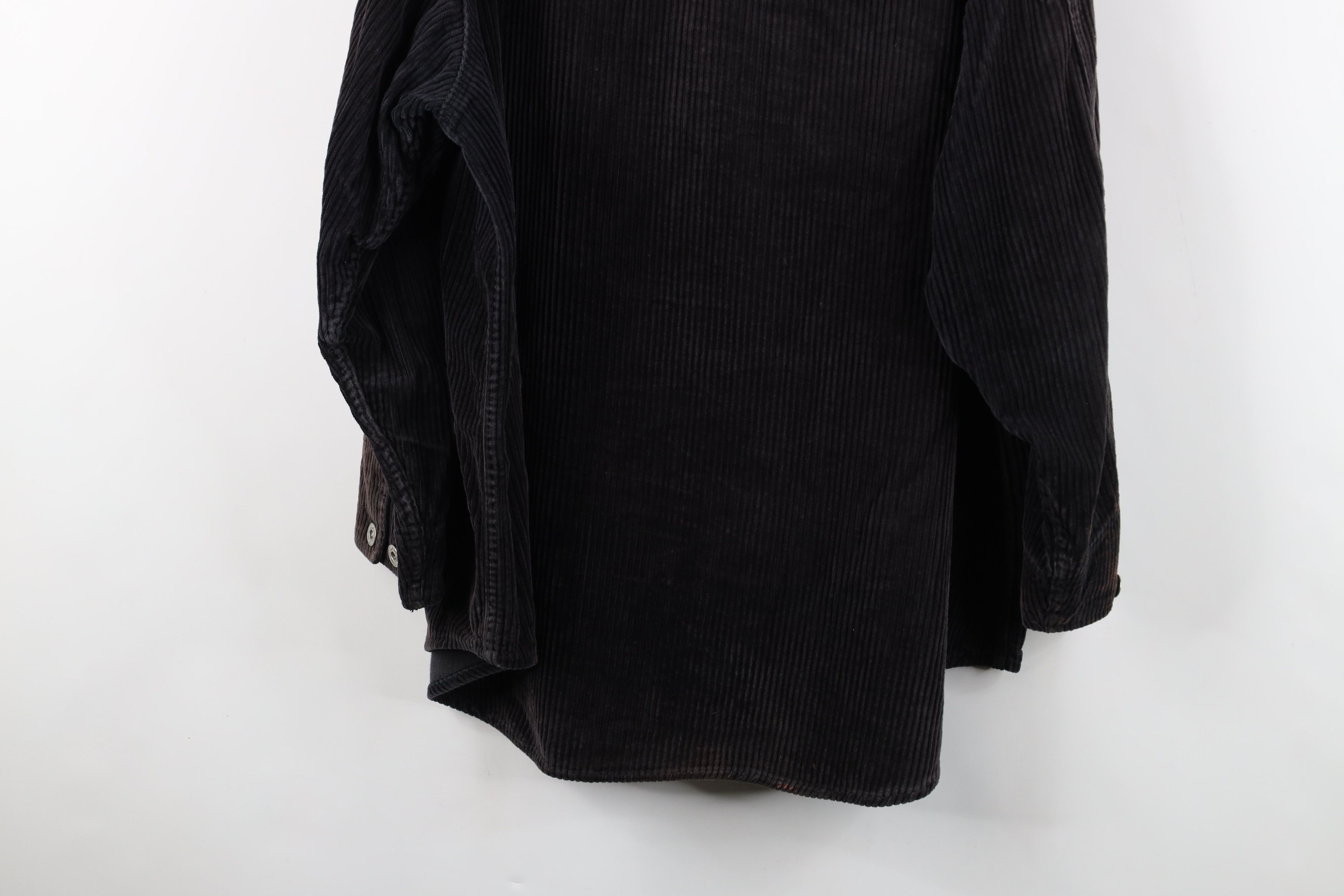 Vintage Vintage 90s Streetwear Full Zip Corduroy Shirt Jacket Black Size 3XL / US 20-22 - 14 Thumbnail