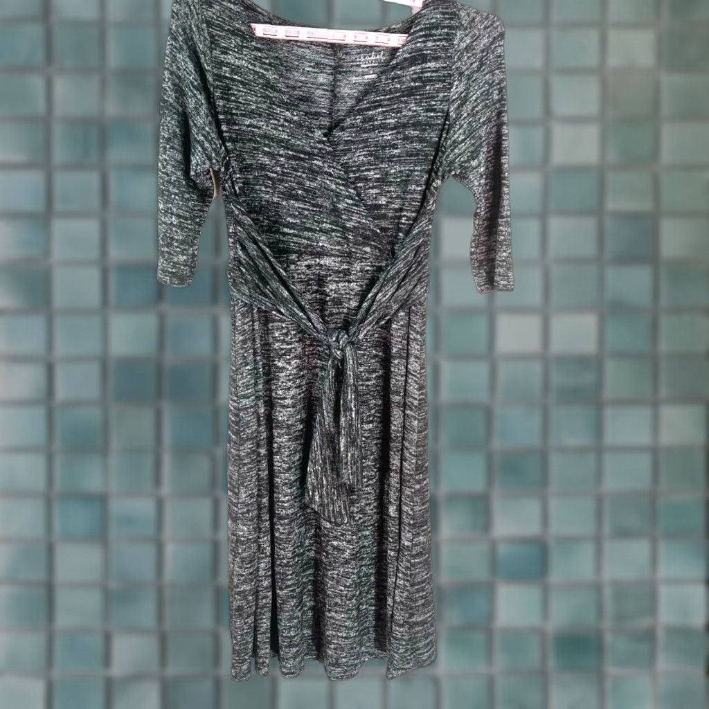Vintage Isabel Maternity Women's Sheath Wrap Dress Gray Size S NWT Maternity Stretch 3/4 Sleeve V-Neck Tie Casual Size S / US 4 / IT 40 - 1 Thumbnail