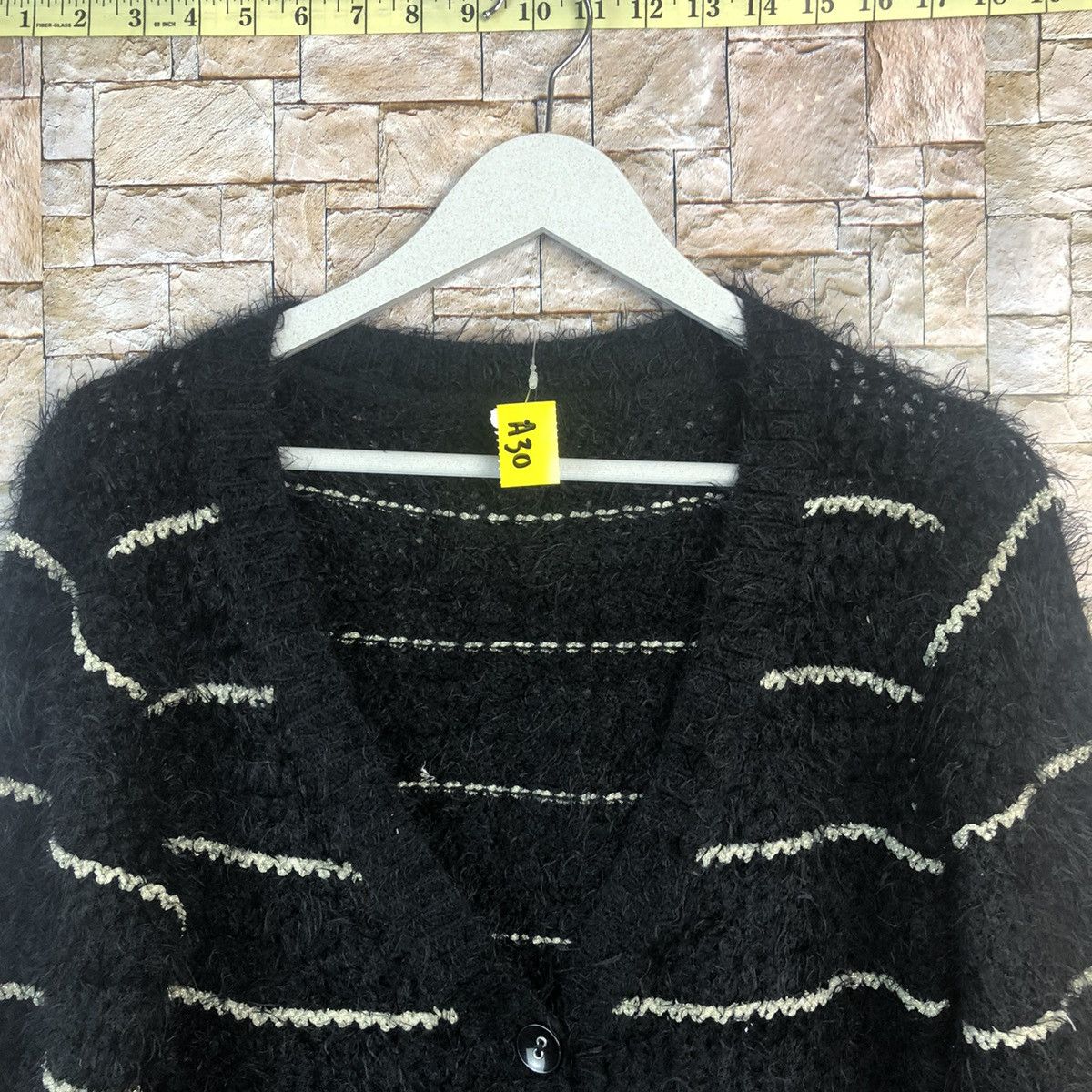 Vintage LLyabaccot Black Shag Shaggy Fur Mohair Cardigan #A30 Size M / US 6-8 / IT 42-44 - 4 Thumbnail