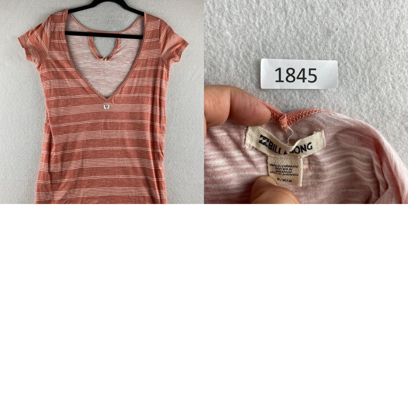 Billabong Billabong Shirt Womens M Pink Striped Cap Sleeve Open Back Soft Knit Casual Blouse Size M / US 6-8 / IT 42-44 - 8 Thumbnail