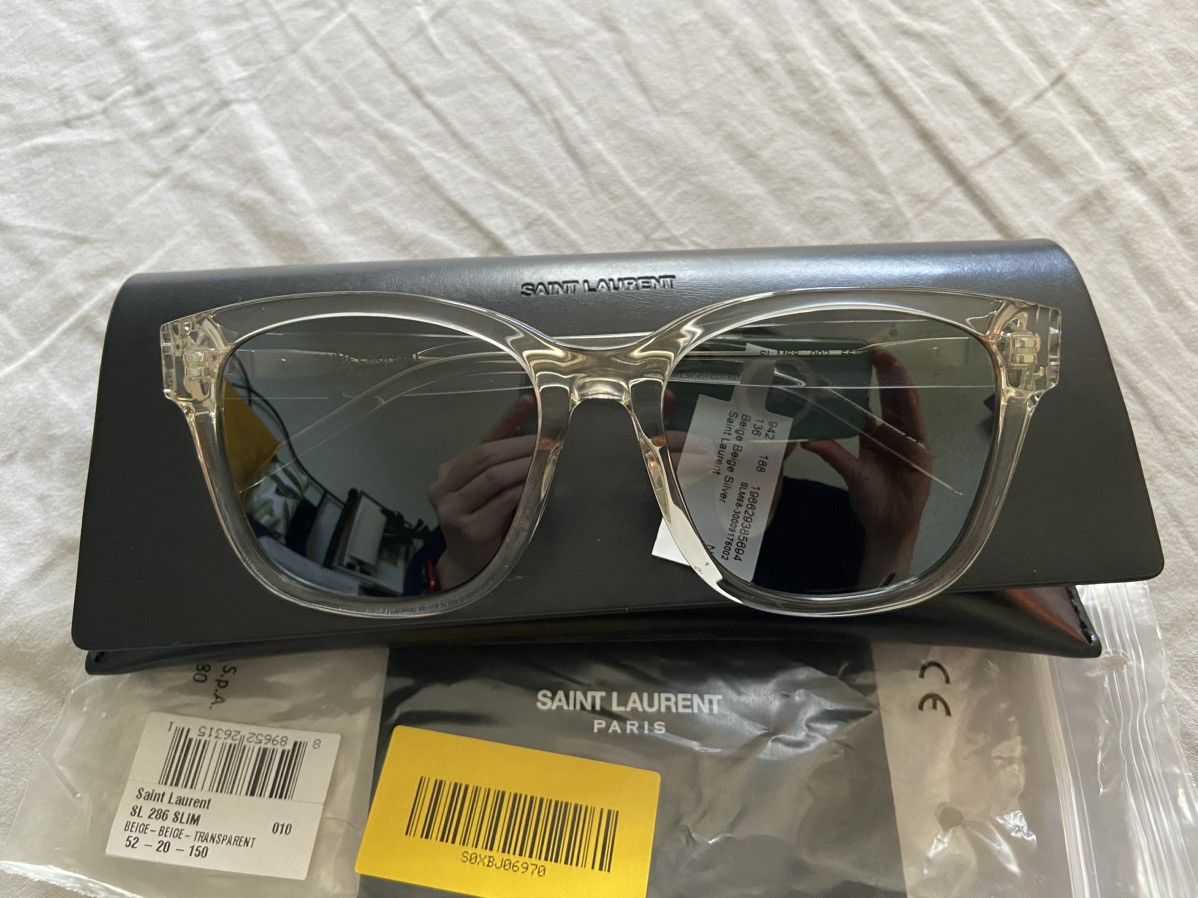 Saint Lauren YSL logo clear square sunglasses SL M68
