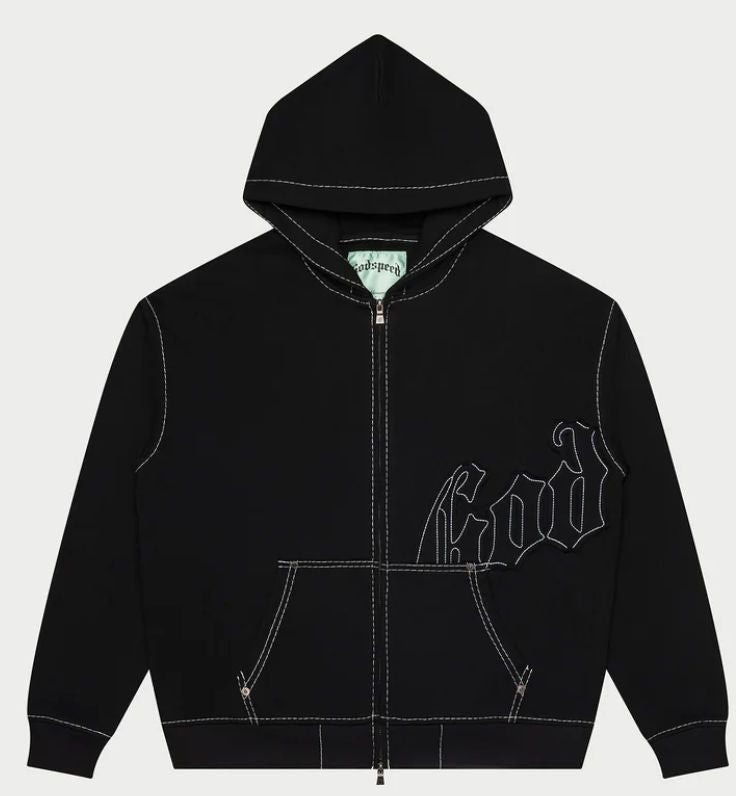 Godspeed OG Logo Zip Up Hoodie Stitched Black Size US XS / EU 42 / 0 - 1 Preview