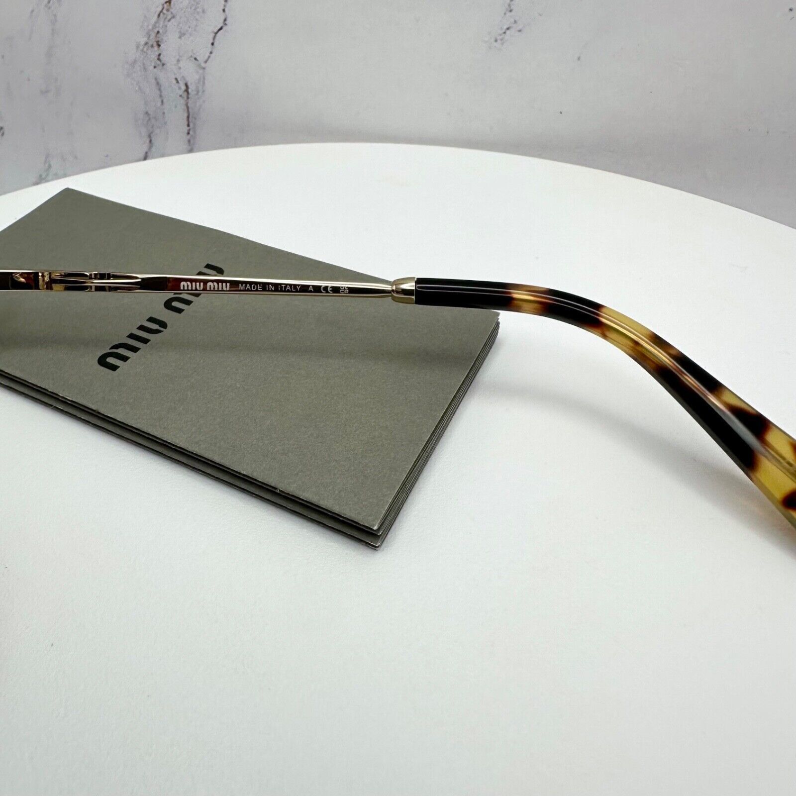 New MIU MIU Sunglasses Gold Metal Slim Frame Oval