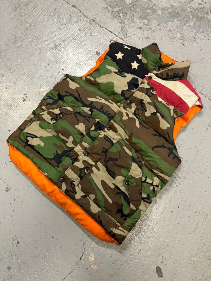 Polo Ralph Lauren 2010s Ralph Lauren Denim & Supply Orange Camo Reversible Puffer Vest Size US M / EU 48-50 / 2 - 7 Thumbnail