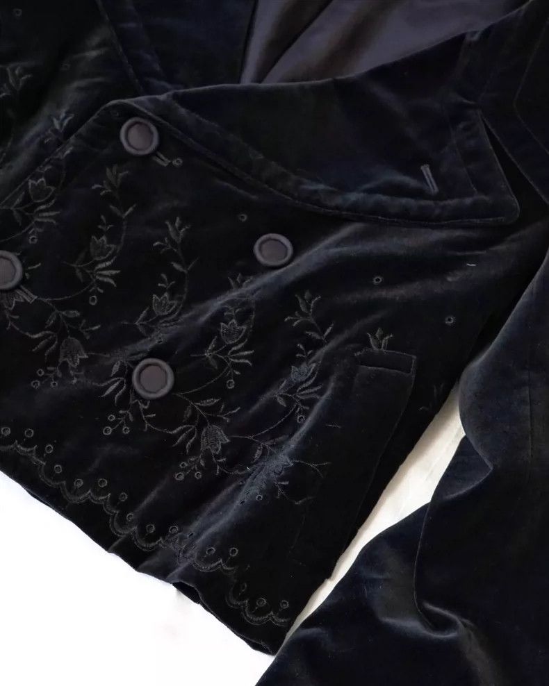 Comme des Garcons Comme des Garcons Embroidered velvet coat Size S / US 4 / IT 40 - 1 Thumbnail