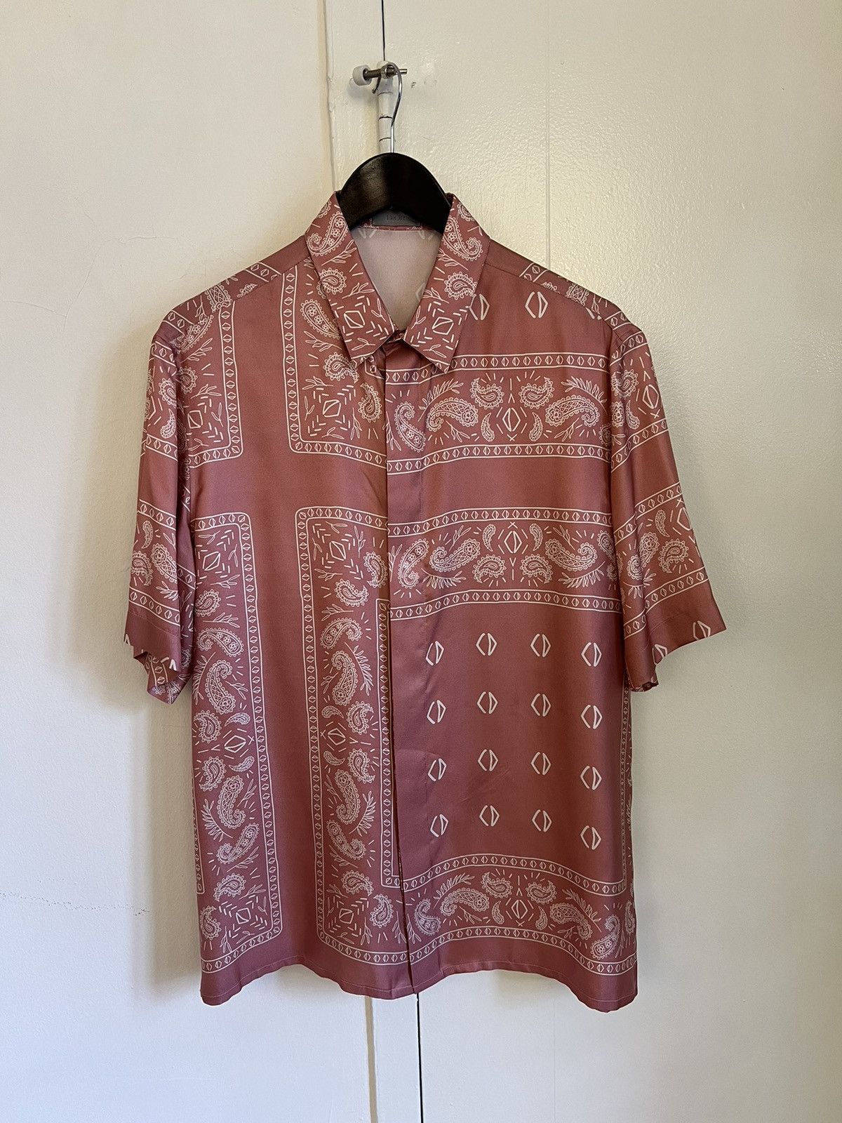 image of Dior x Kim Jones Bandana Silk Shirt in Brown, Men's (Size Medium)