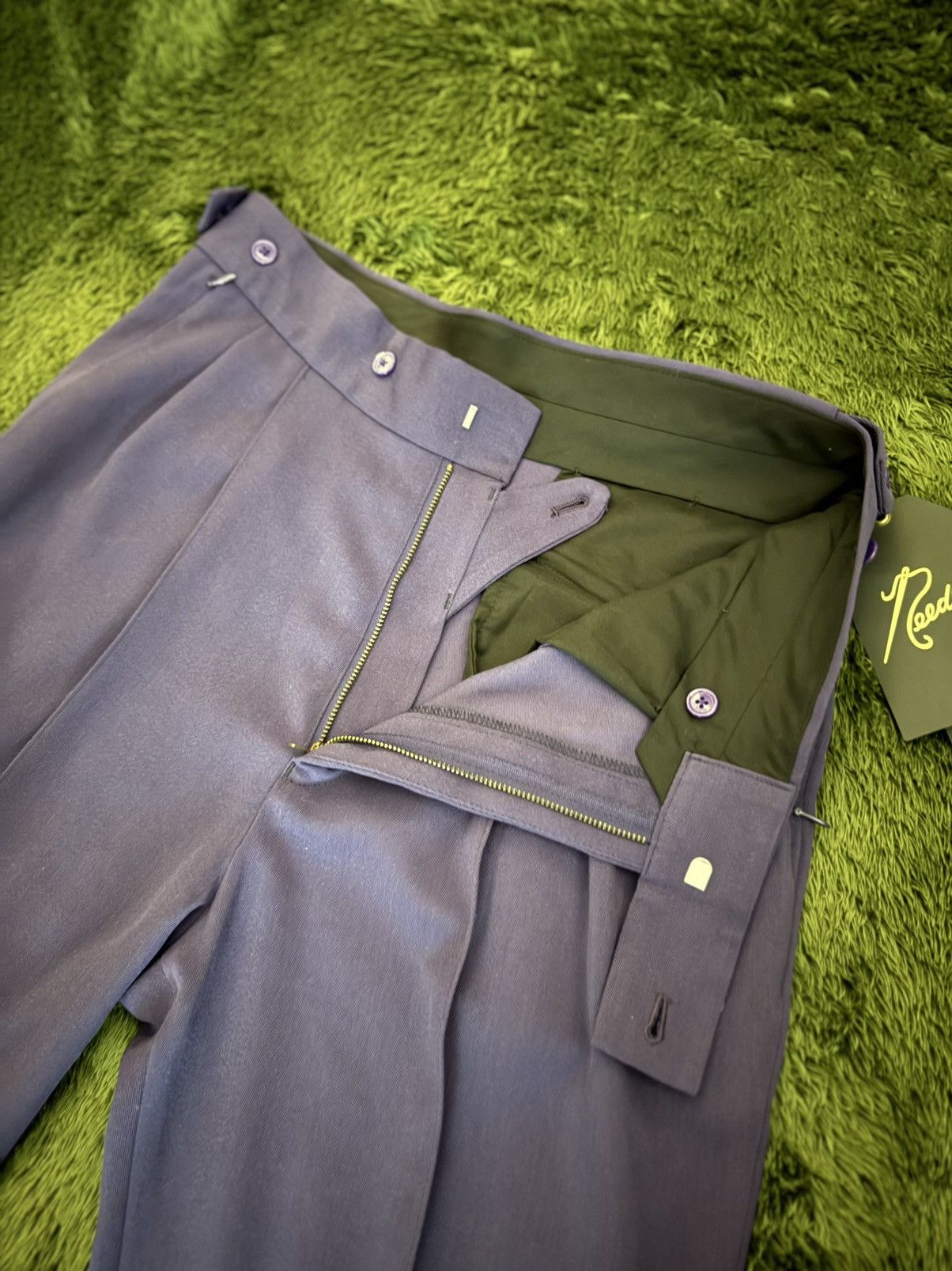 Needles M] Needles Side Tab Wool-Poly Blend Slacks Purple Size US 32 / EU 48 - 3 Thumbnail