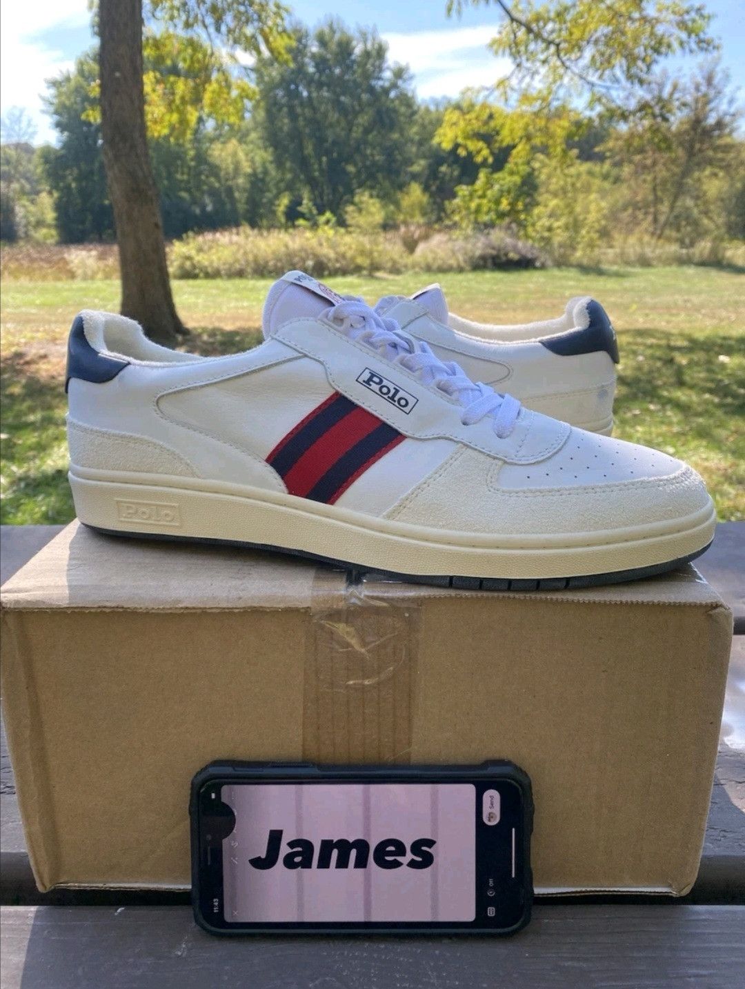 Ralph Lauren Ralph Lauren Polo Court Sneakers White Navy Red Retro 007 Size US 11.5 / EU 44-45 - 1 Thumbnail