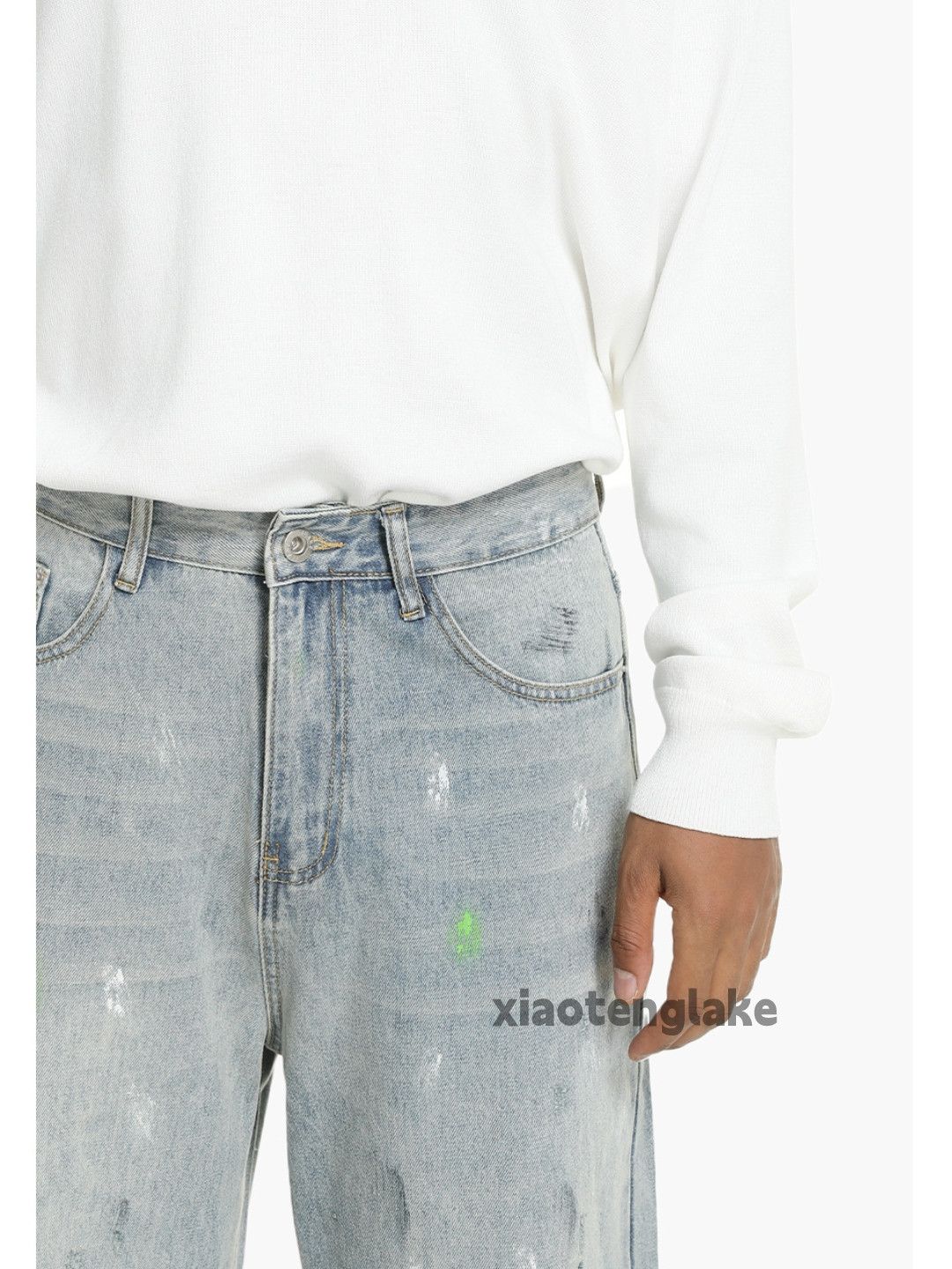 Jean zx vintage washed faded punk grunge flared paint jeans Size US 31 - 5 Thumbnail