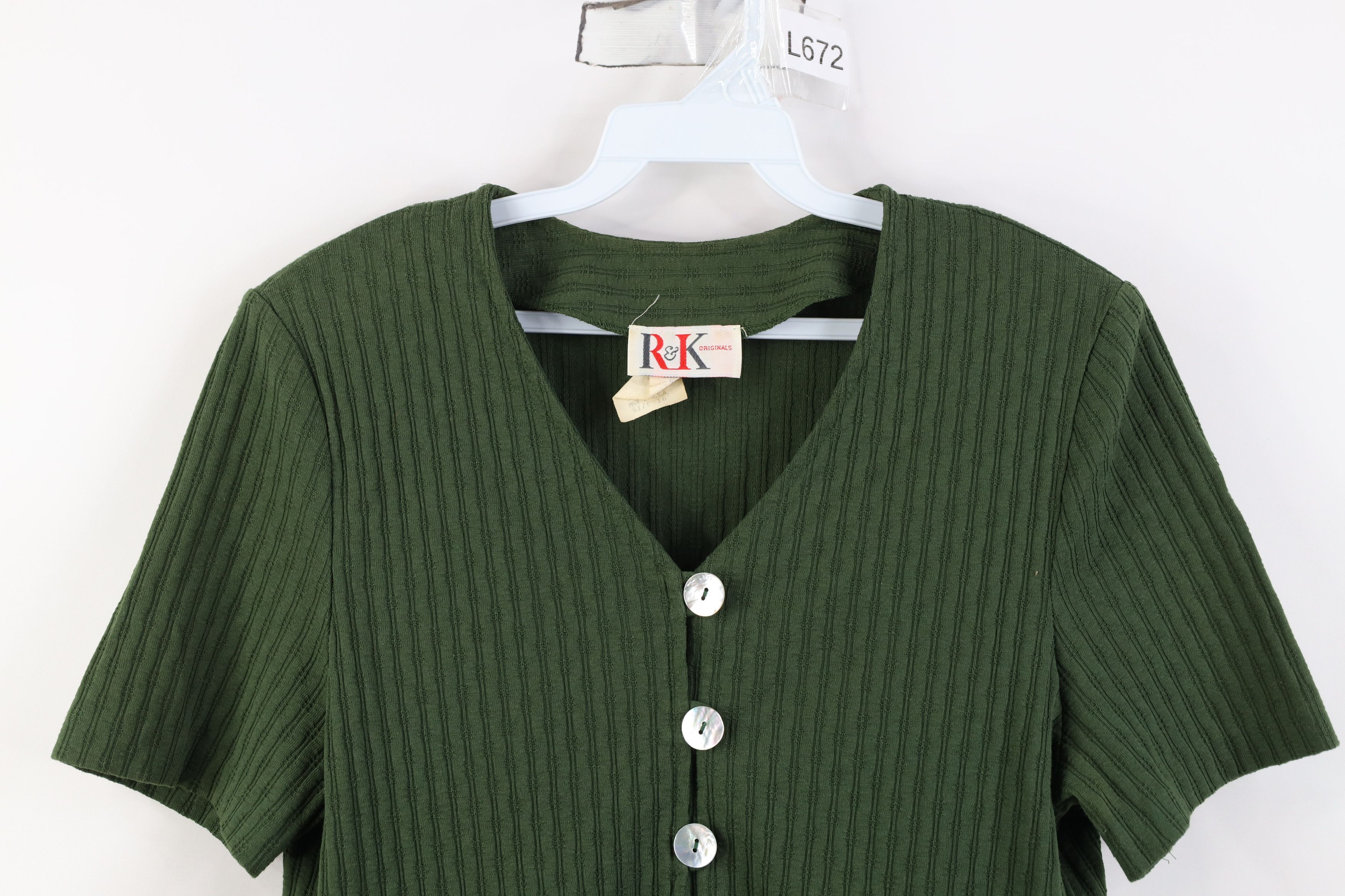 Vintage Vintage 90s Y2K Babydoll Ribbed Knit Cardigan Shirt USA Size XXL / US 16-18 / IT 52-54 - 2 Thumbnail
