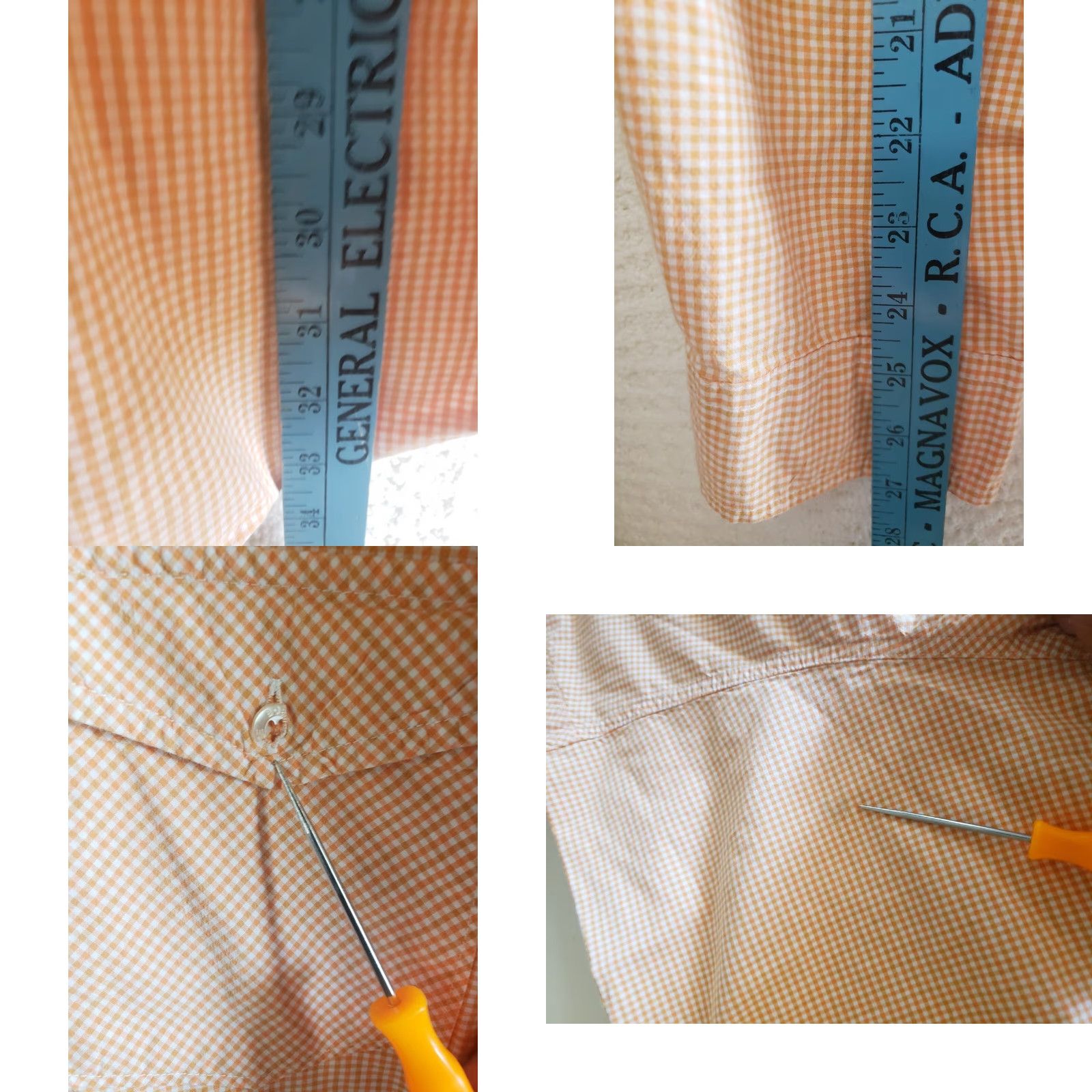 Vintage Bob Timberlake Shirt Mens XLT Orange White Check Long Sleeve Button Up Size US XL / EU 56 / 4 - 9 Thumbnail