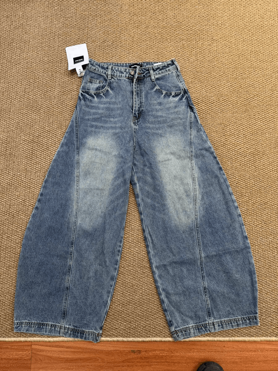 Jean × Vintage washed faded cleanfit loose patchwork yuppie jeans Size US 32 / EU 48 - 4 Thumbnail