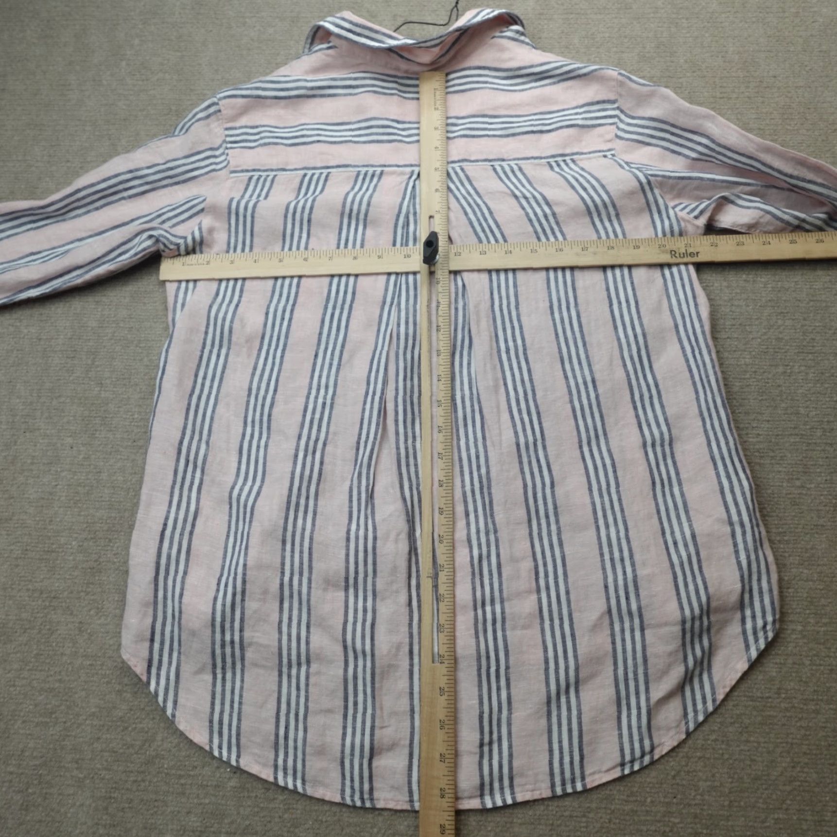 Pinko Grayson Shirt M Pink Striped Oversized 100% Linen Womens Button-Up Casual, 3, Collared, Long Sleeve, Regular, Basic, Fall Spring Summer, Vintage: No Size M / US 6-8 / IT 42-44 - 6 Thumbnail