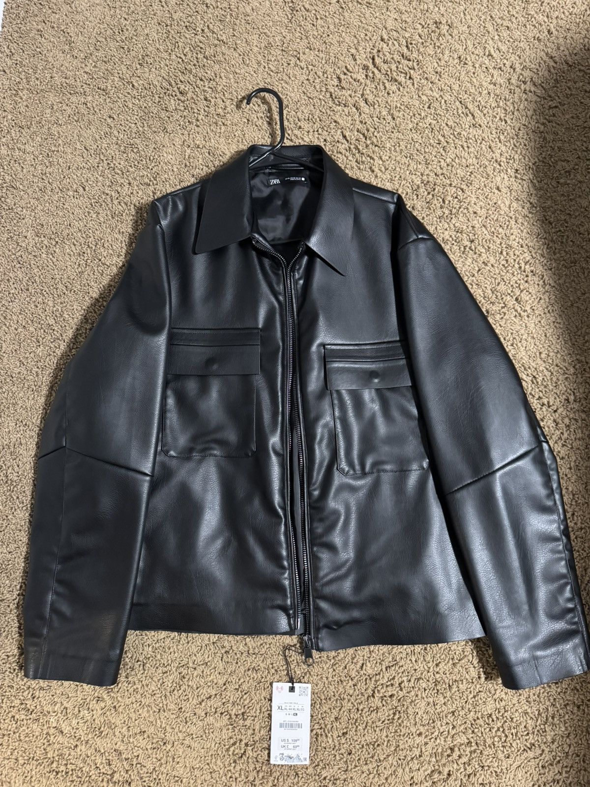 Zara Black Leather Jacket Zara XL Size US XL / EU 56 / 4 - 3 Thumbnail
