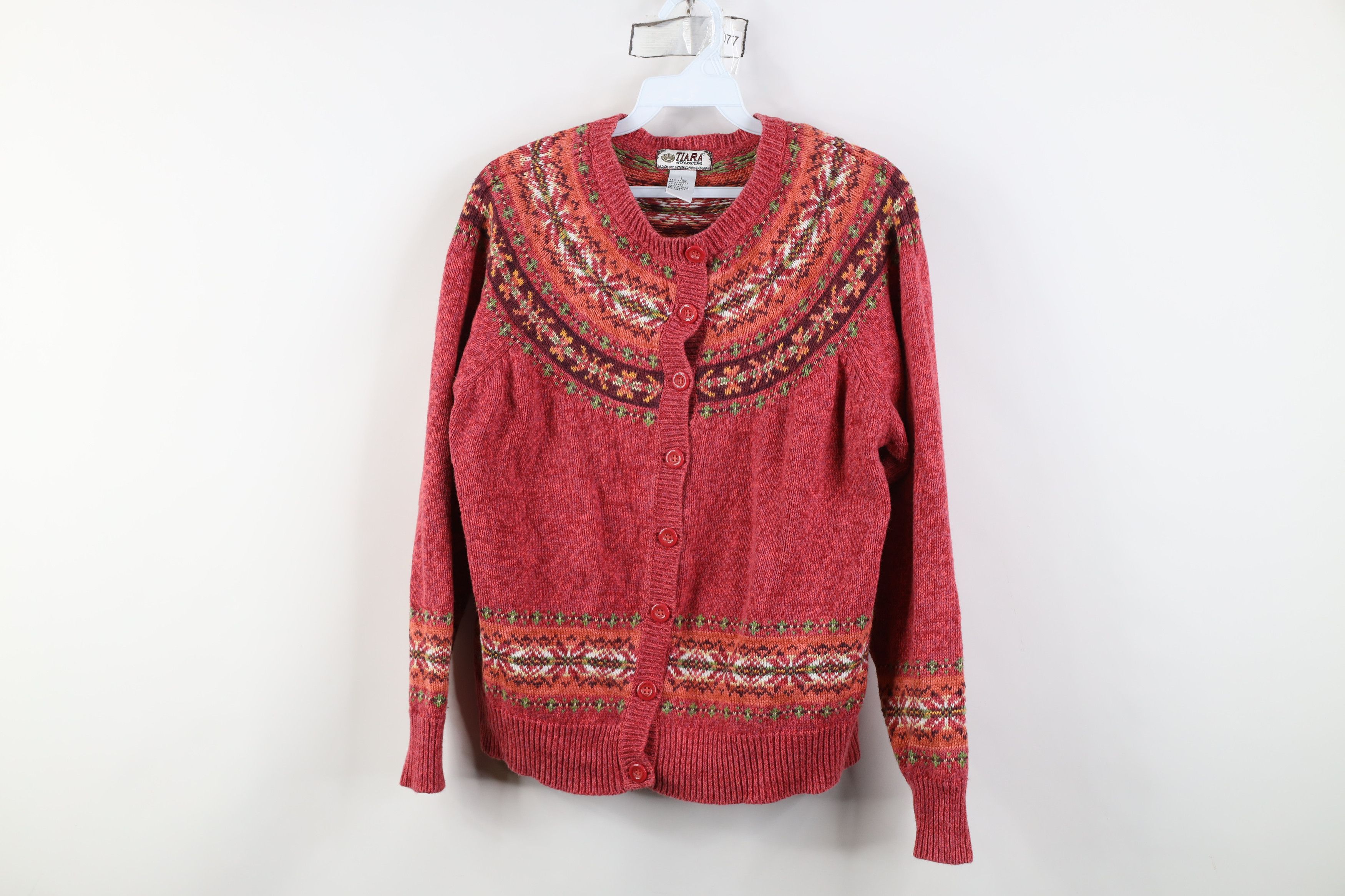 Vintage Vintage 90s Streetwear Fair Isle Knit Cardigan Sweater Size L / US 10 / IT 46 - 1 Thumbnail