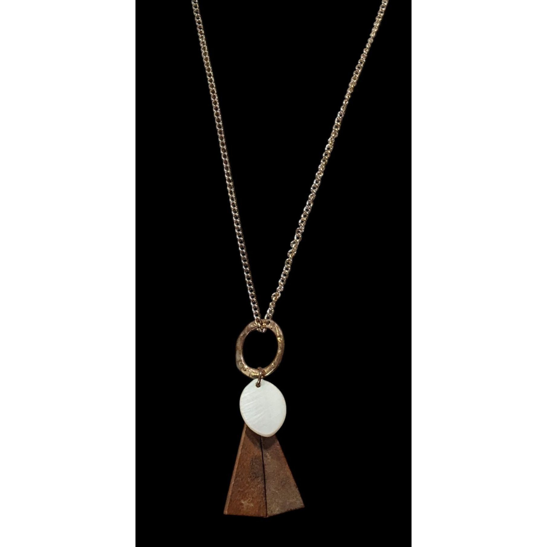 Other Geometric Abstract Wood And Shell Pendant Necklace Size ONE SIZE - 2 Thumbnail