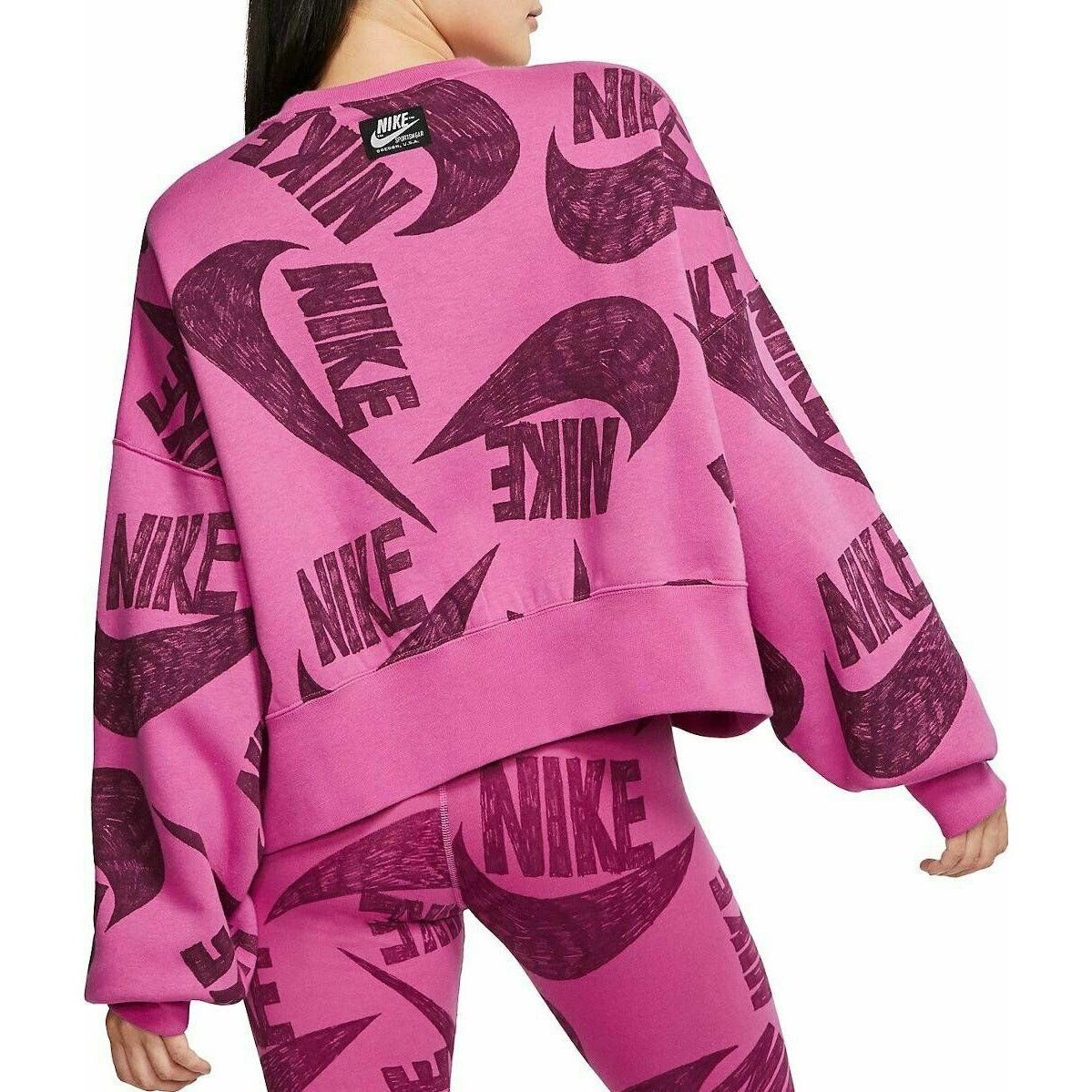 Nike Retro x NIKE Icon Clash Magenta Crop Pullover Sweatshirt XS Size XS / US 0-2 / IT 36-38 - 1 Thumbnail