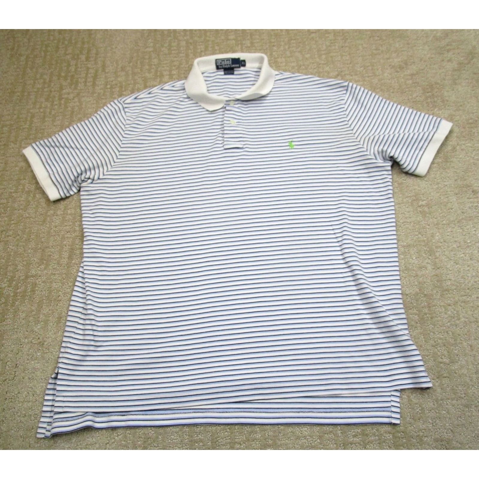 Polo Ralph Lauren Polo Ralph Lauren Polo Shirt Men XL White Blue Striped Short Sleeve Size US XL / EU 56 / 4 - 2 Thumbnail