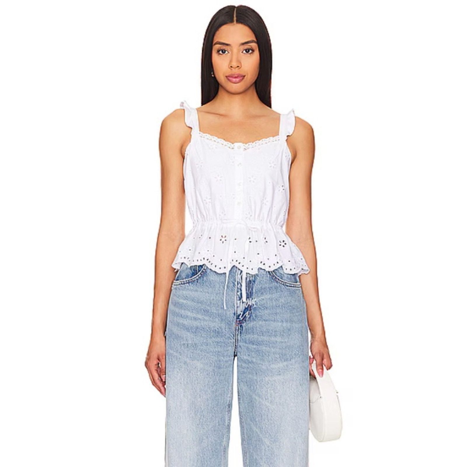 Paige Paige Marsa Eyelet White Top Anthropologie NWT size 10 Size L / US 10 / IT 46 - 1 Thumbnail