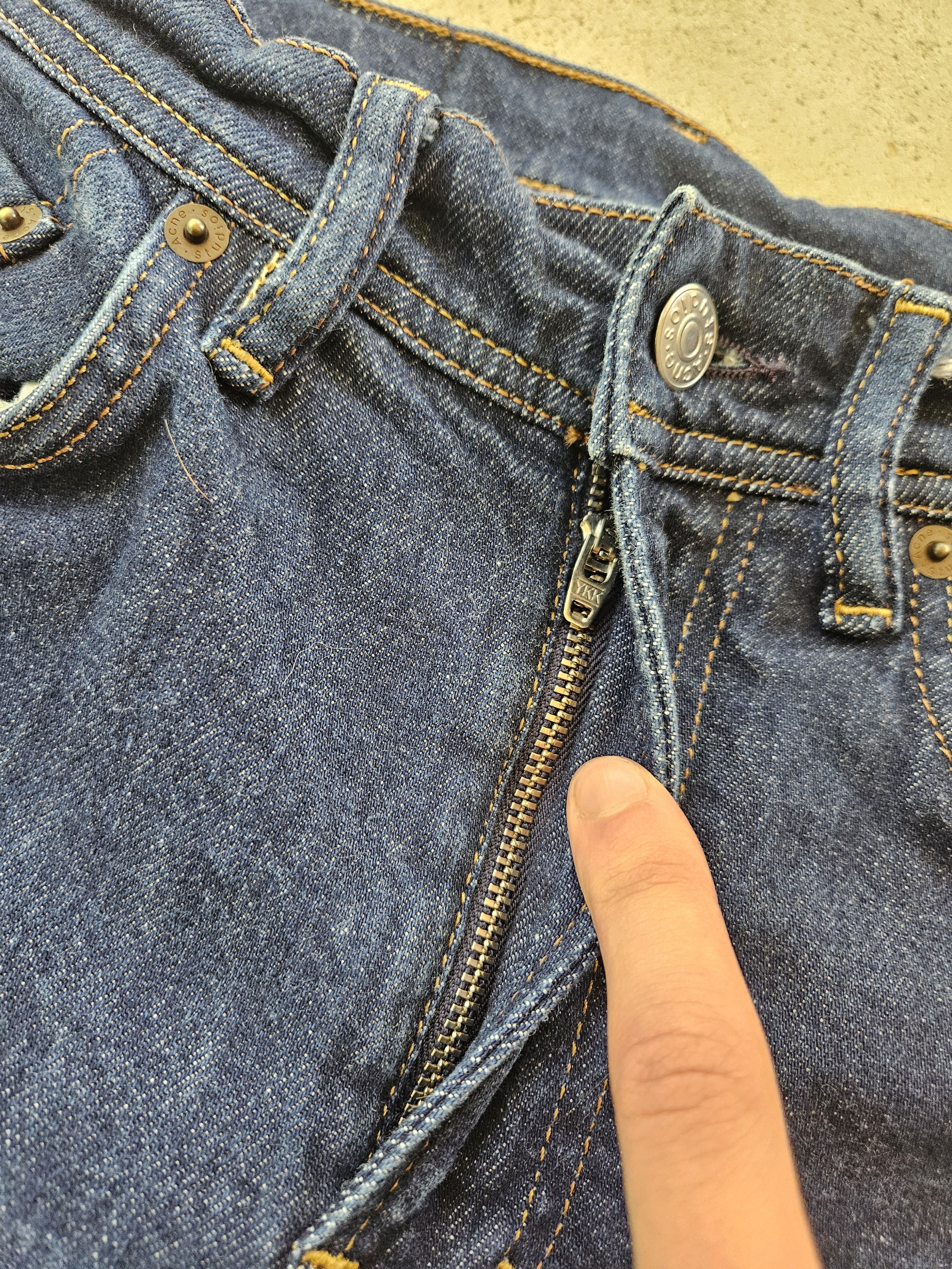 Acne Studios Melk Indigo Leather Back Patch Blue Denim Jeans Size 25" / US 0 / IT 36 - 7 Thumbnail