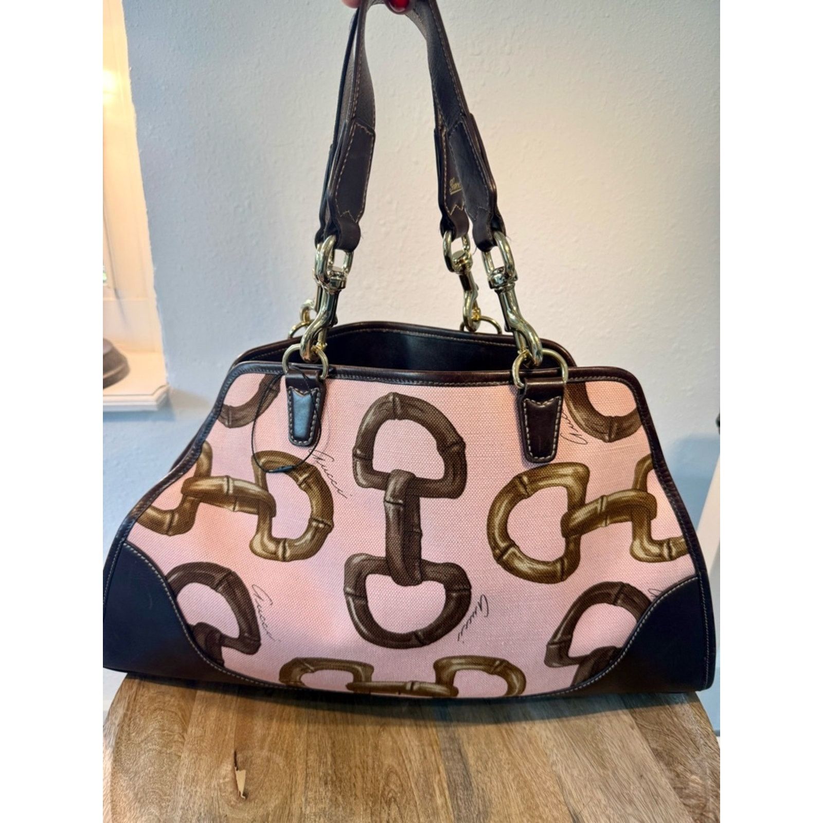 Gucci Gucci Pink Horsebit Bamboo Printed Jackie O Bouvier Bag Size ONE SIZE - 1 Thumbnail