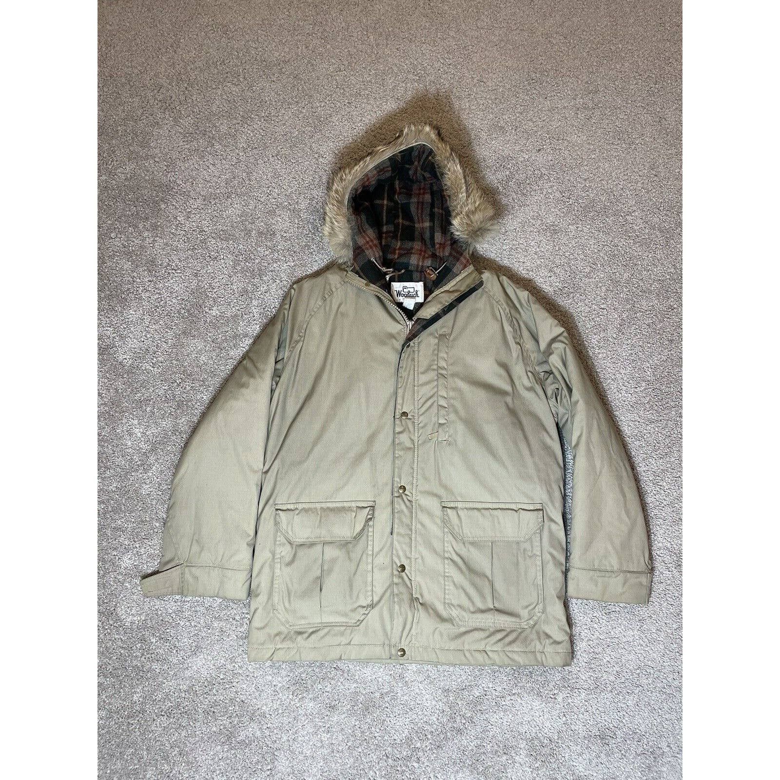 Woolrich Woolen Mills Vintage Woolrich Parka Jacket Wool Plaid Coyote Fur Hood L Grailed
