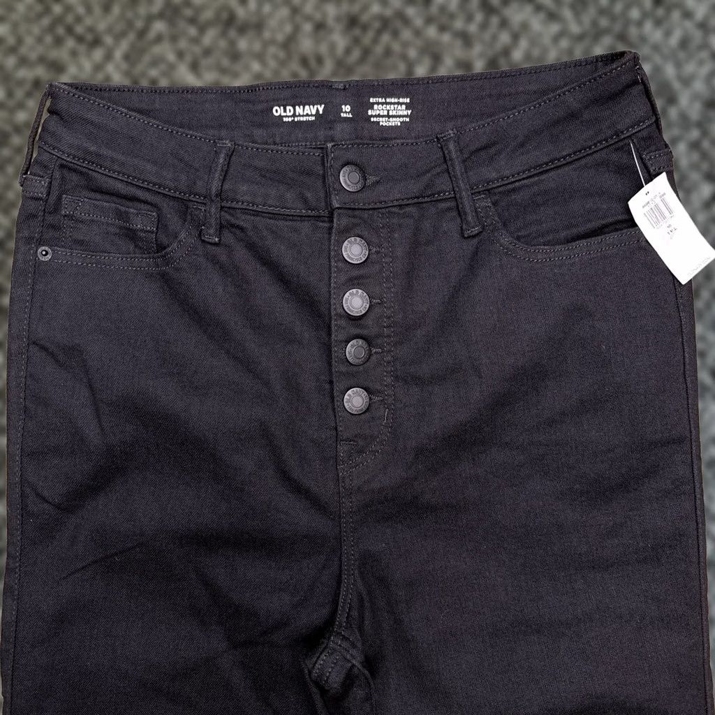 Old Navy Old Navy Jeans Skinny 10 Tall High Rise Stretch Black Denim 5-Pocket City Womens Mens? Size 32" / US 10 / IT 46 - 1 Thumbnail