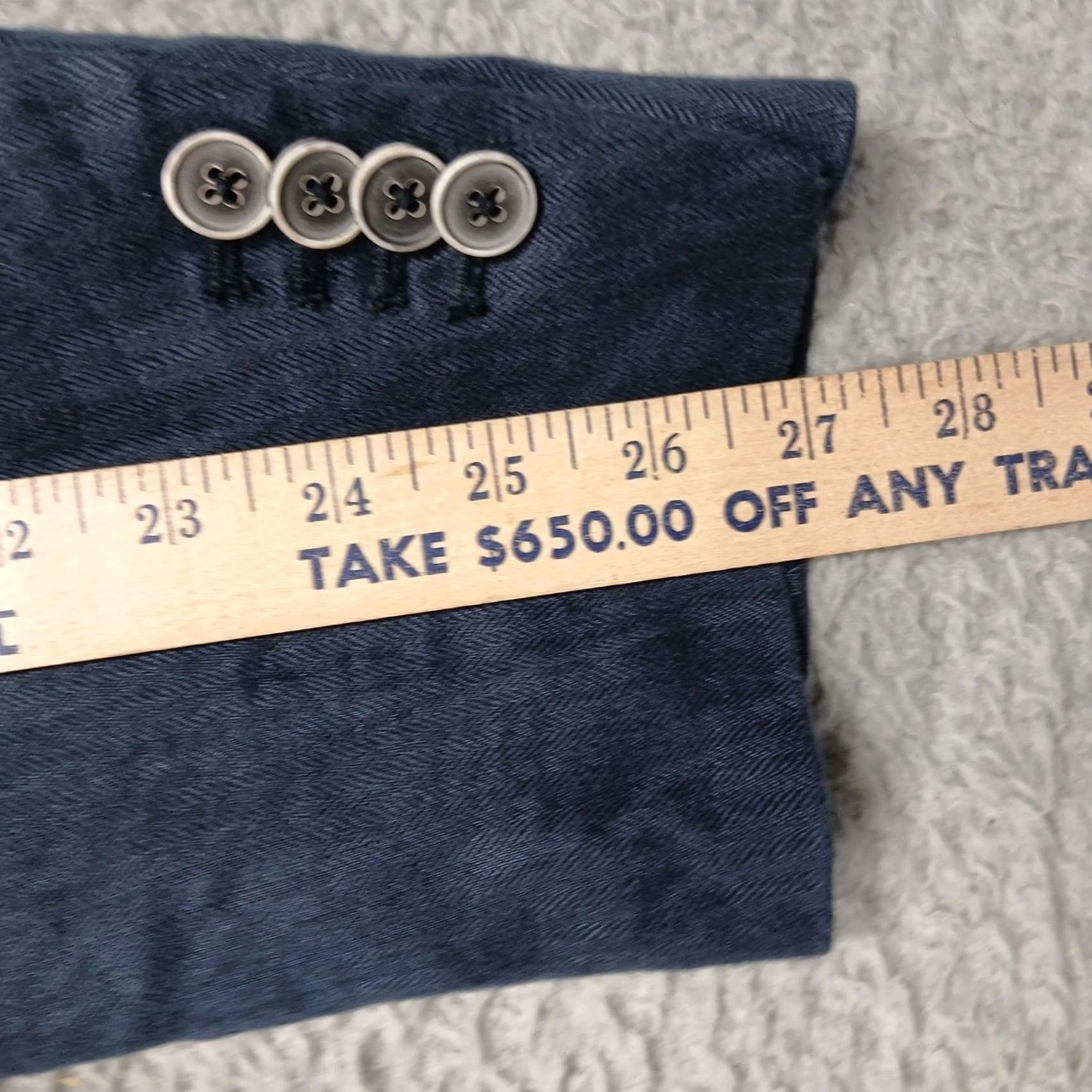 Massimo Dutti Massimo Dutti Blazer Sport Coat Blue Linen Size 46R - 7 Thumbnail