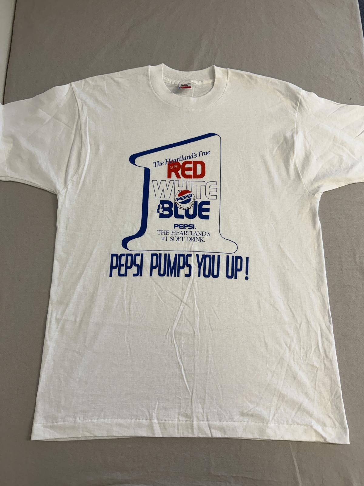Fruit Of The Loom Vintage Pepsi Ad T-shirt Pepsi Pumps You Up Bottlecap Tee XL Size US XL / EU 56 / 4 - 1 Thumbnail