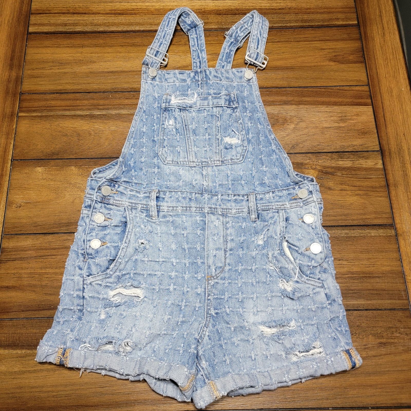 BLANKNYC Blank NYC Textured Denim Shortalls - Size 27 Size 33" - 1 Thumbnail