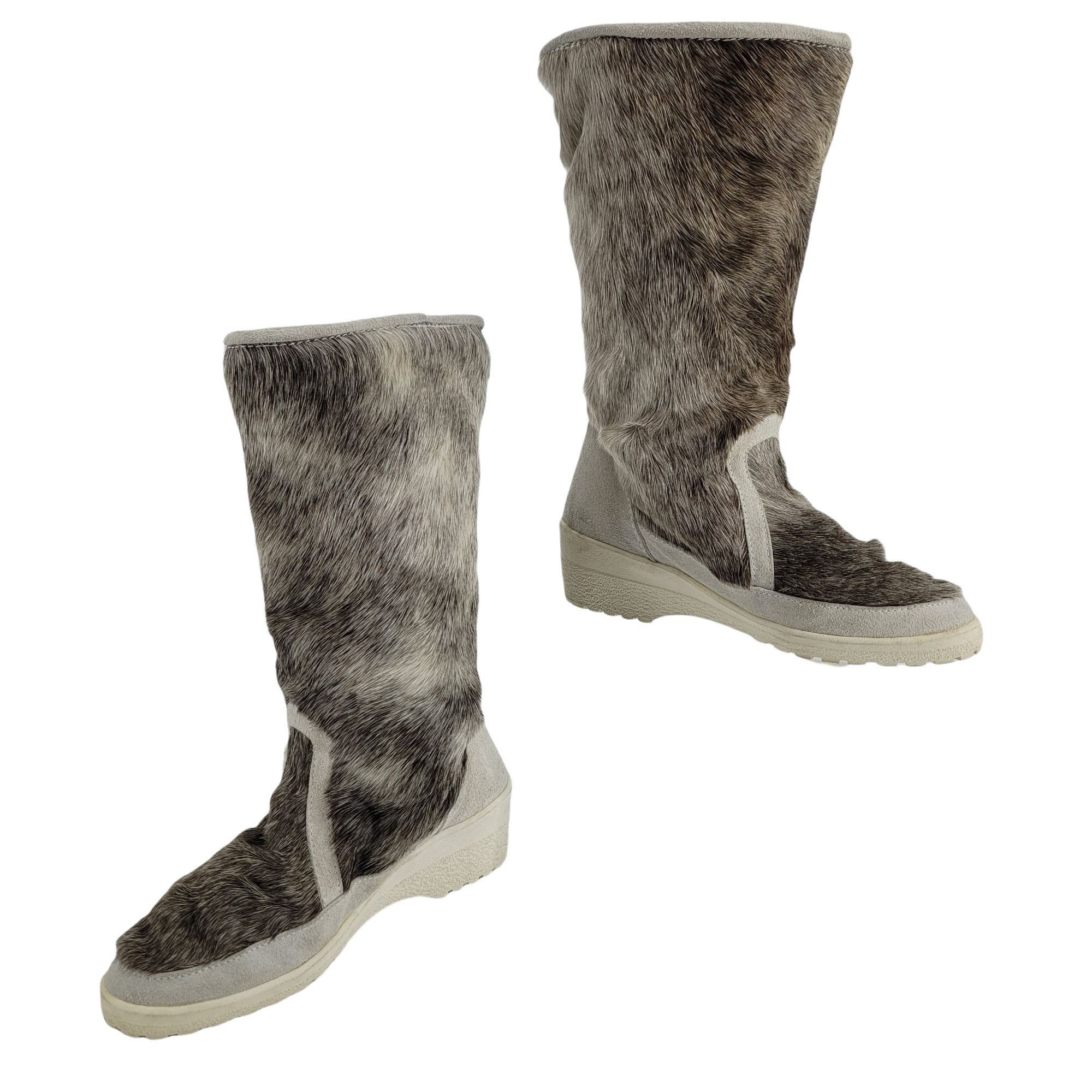 Vintage Vtg Italian Fur Winter Boots 7.5 Leather Sherpa Lined Rubber Size US 7.5 / IT 37.5 - 1 Thumbnail