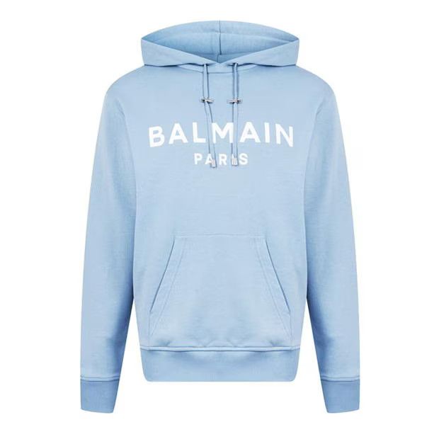 Image of Balmain O1G2R1Mq0324 Logo Hoodie In Blue, Men's (Size Small)