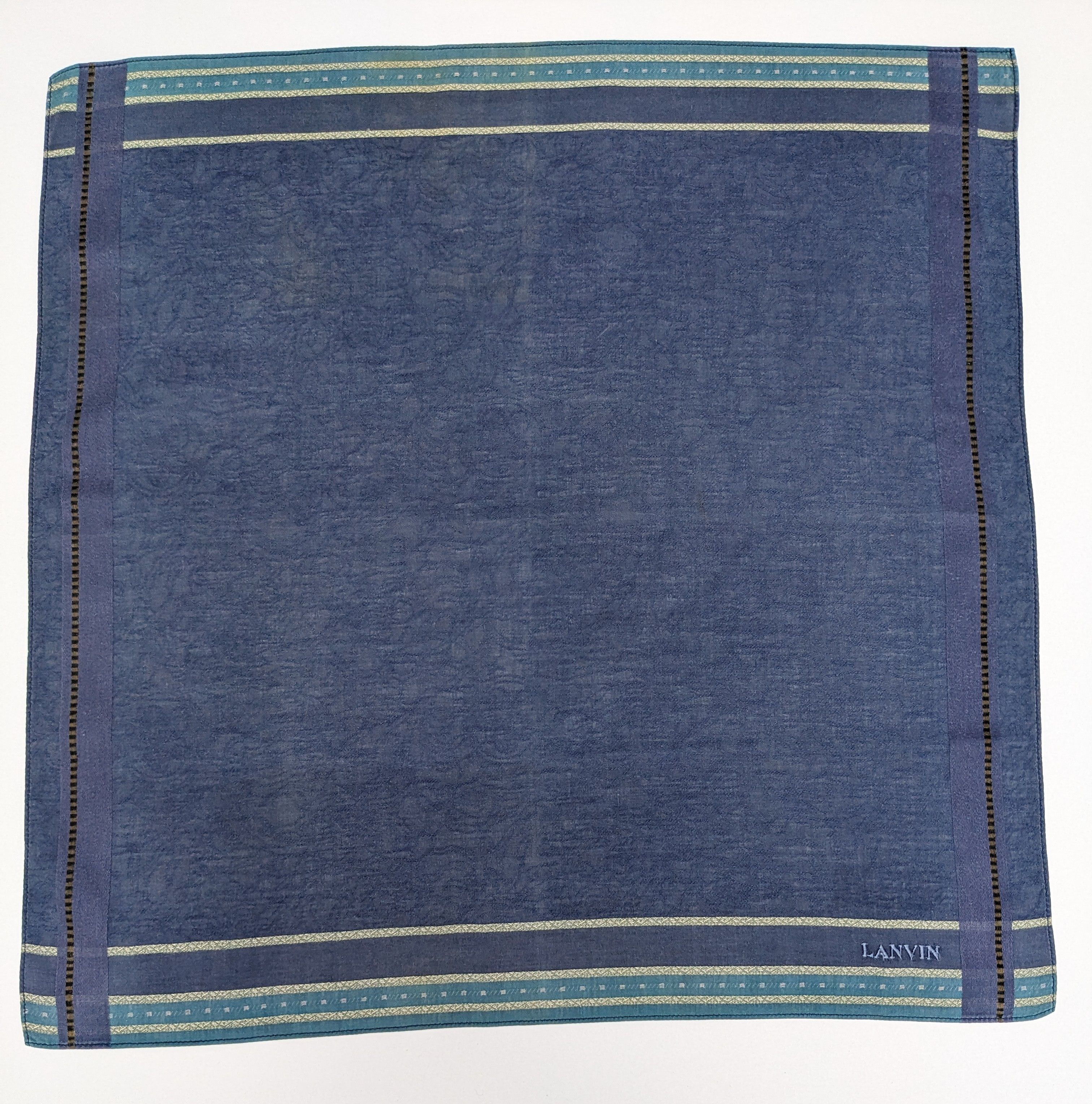 Lanvin Vintage LANVIN Paris Designer Blue Jacquard Paisley Size ONE SIZE - 3 Thumbnail