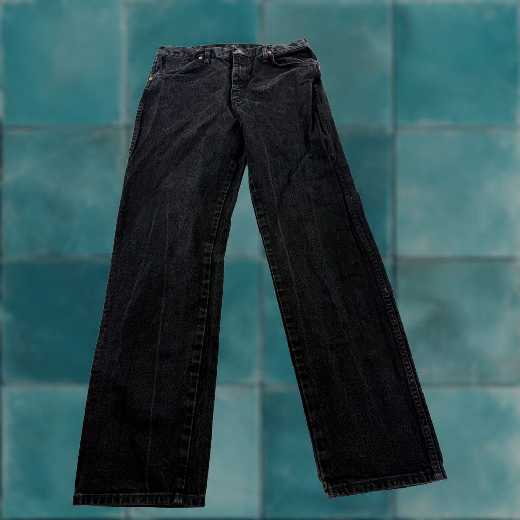 Wrangler Wrangler Jeans Mens 33x31 Black Dark Wash Regular Straight Denim Pants 5 Pocket Size US 33 - 1 Thumbnail