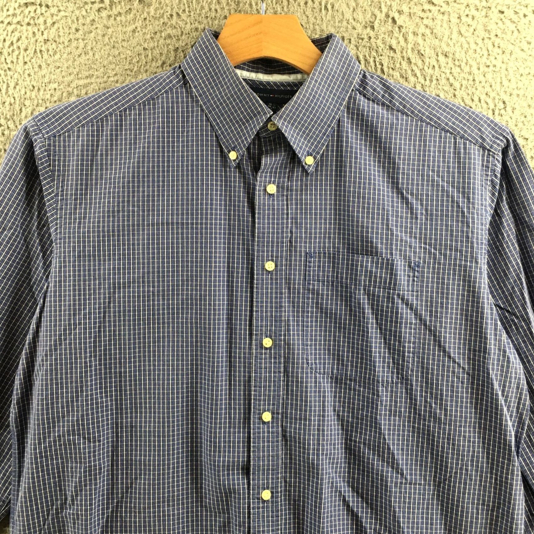 Tommy Hilfiger Tommy Hilfiger Shirt Mens 16 1/2 Blue Cotton Gingham Long Sleeve Button Down Shirt Size US L / EU 52-54 / 3 - 2 Thumbnail