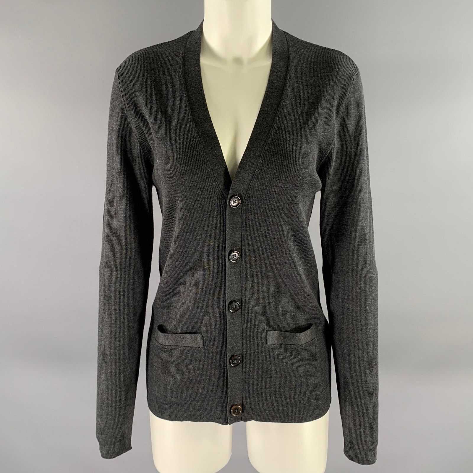 Ralph Lauren RALPH LAUREN Size M Charcoal Wool V-Neck Cardigan Size M / US 6-8 / IT 42-44 - 1 Thumbnail