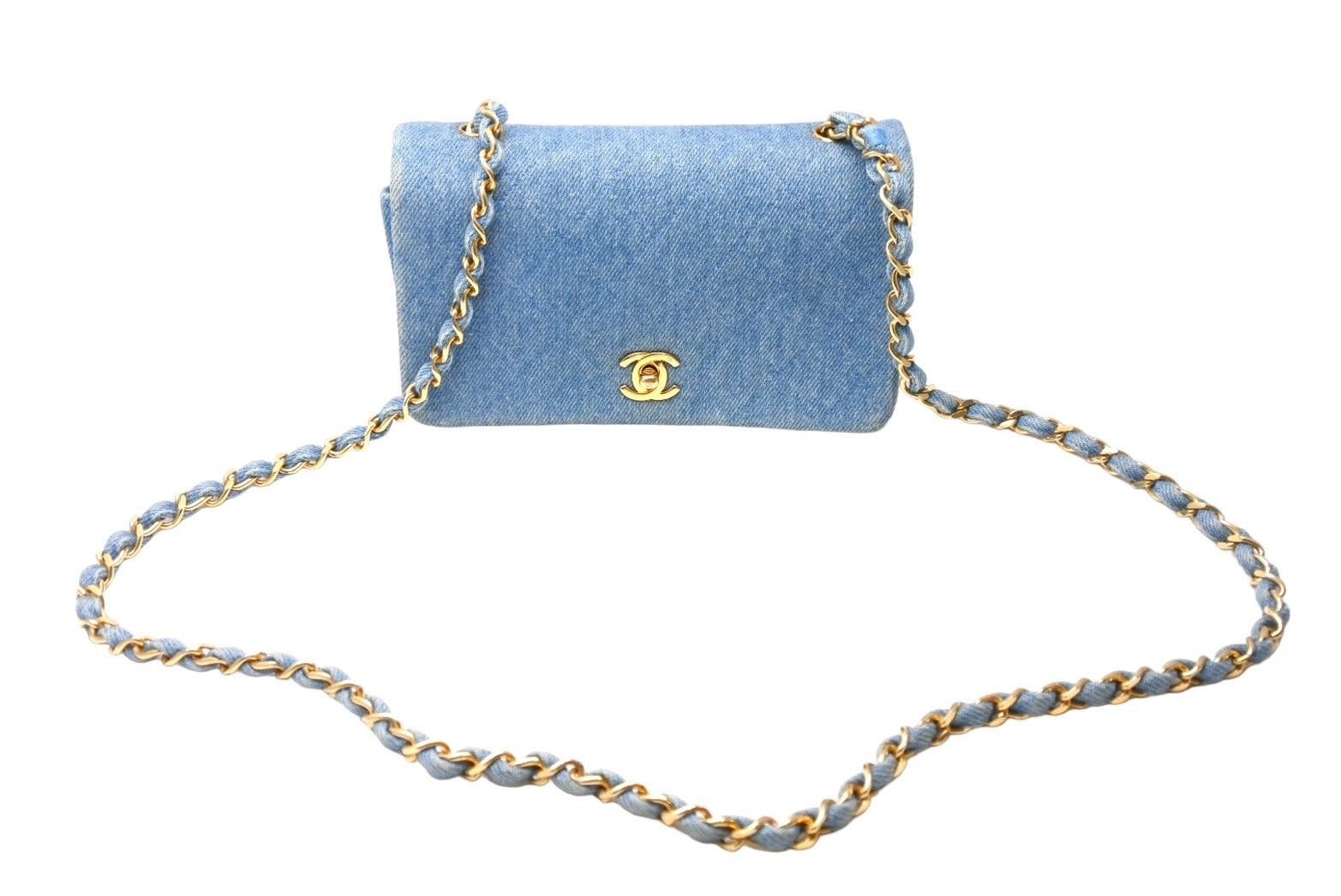 Chanel Mini Shoulder Bag Full Flap Coco Mark Logo Gold Hardware in Blue, Men's
